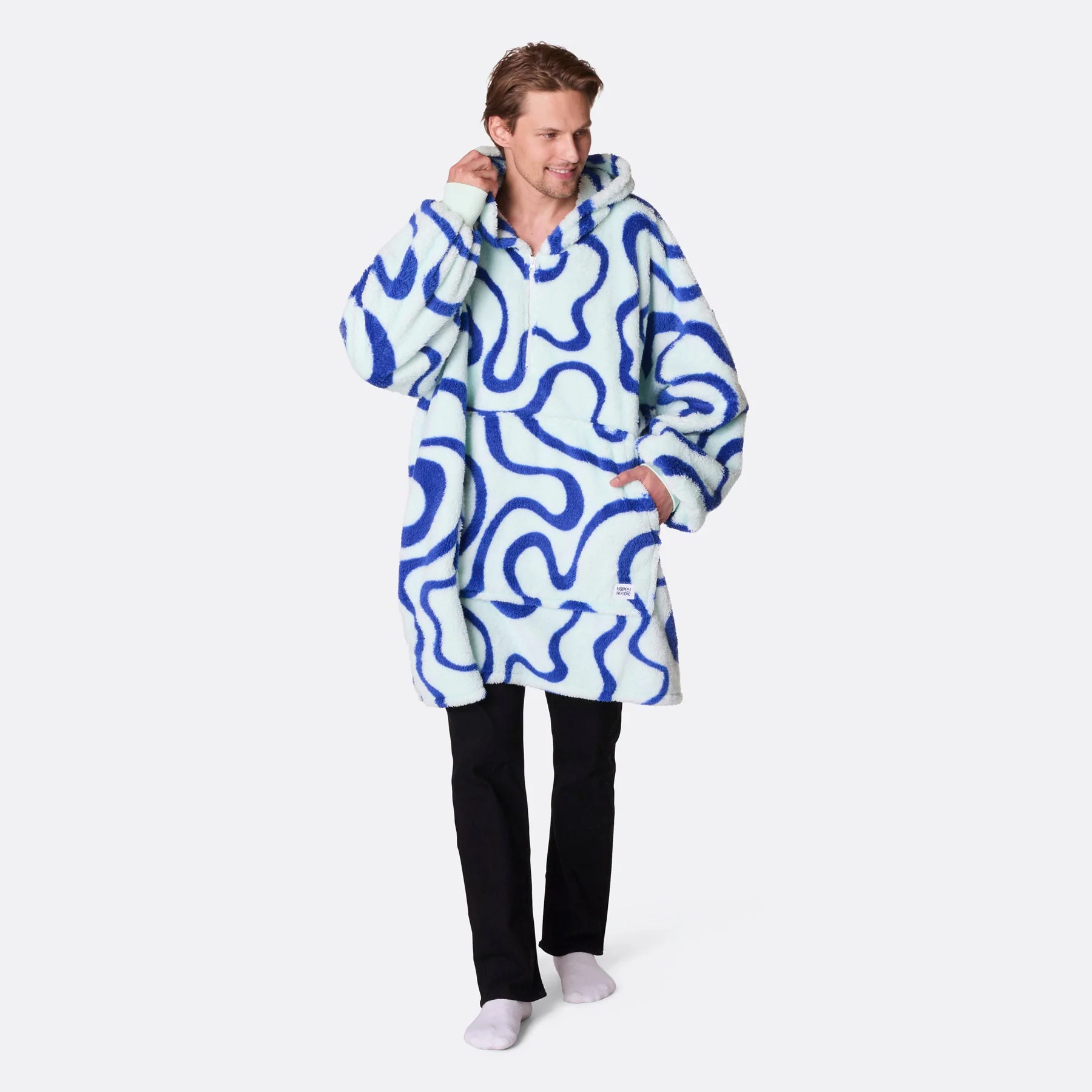 Blue Wavy Teddy HappyHoodie - Image 2