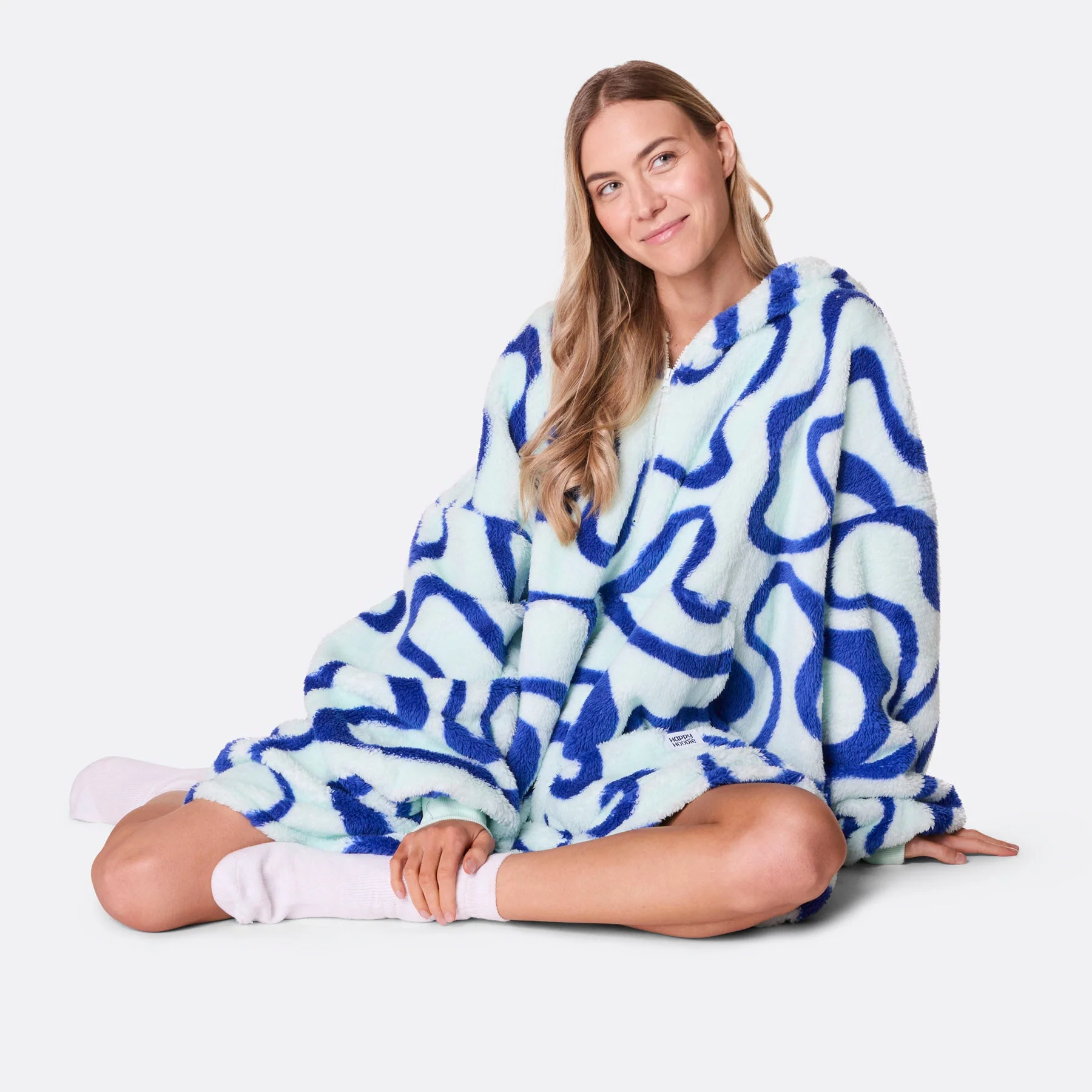 Blue Wavy Teddy HappyHoodie - Image 3