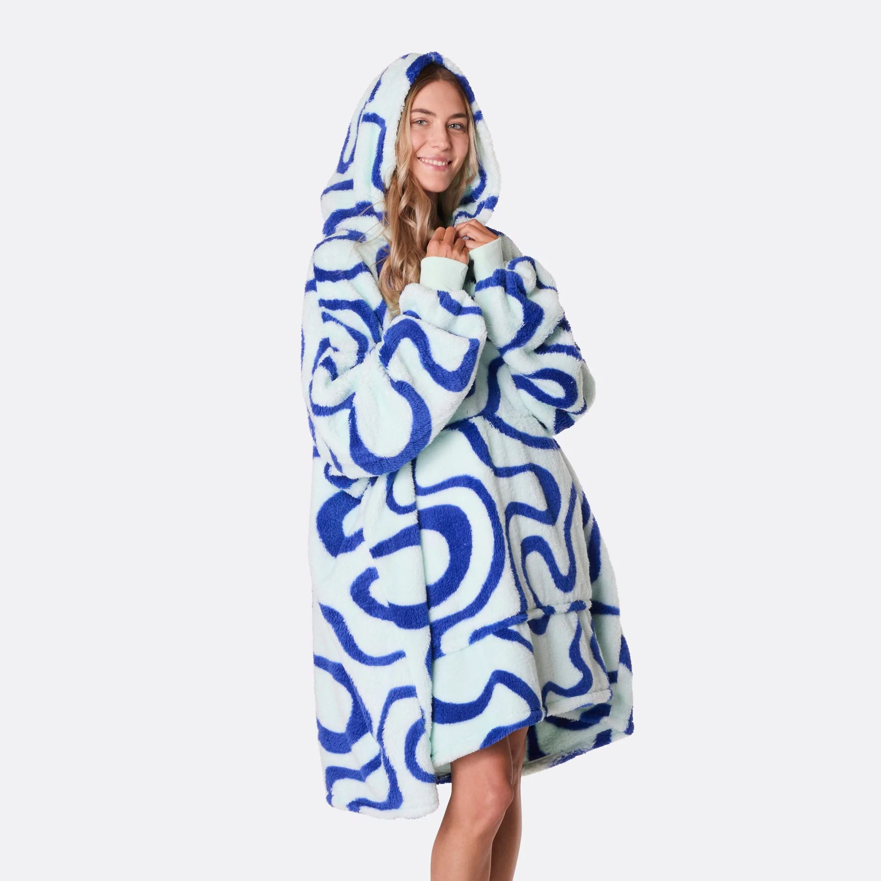 Blue Wavy Teddy HappyHoodie - Image 4