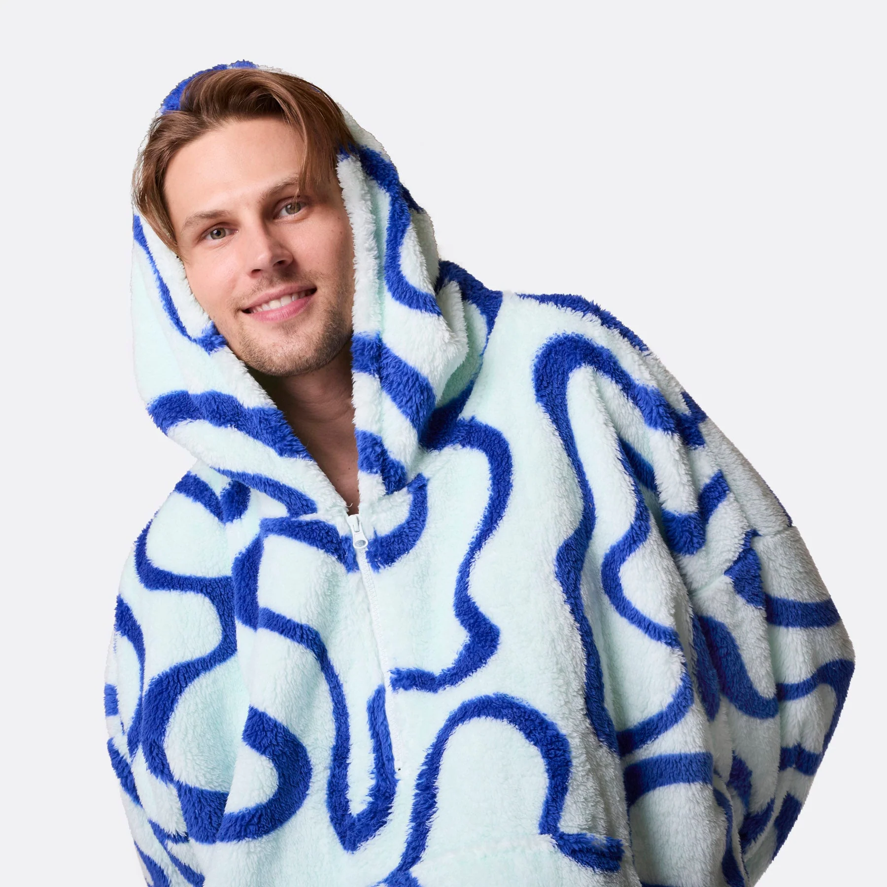 Blue Wavy Teddy HappyHoodie - Image 6