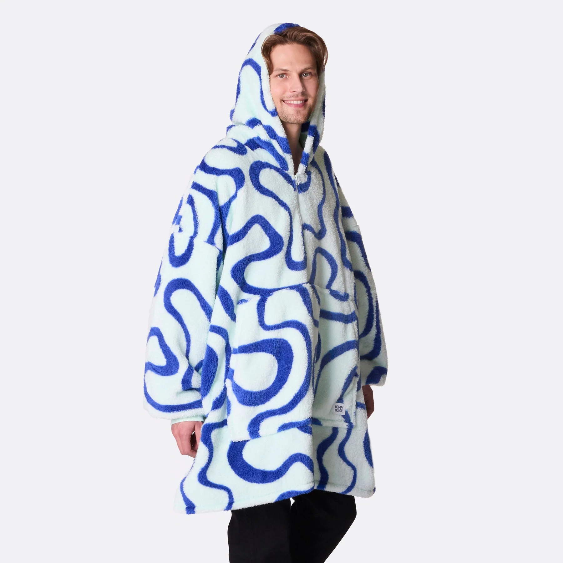Blue Wavy Teddy HappyHoodie - Image 7