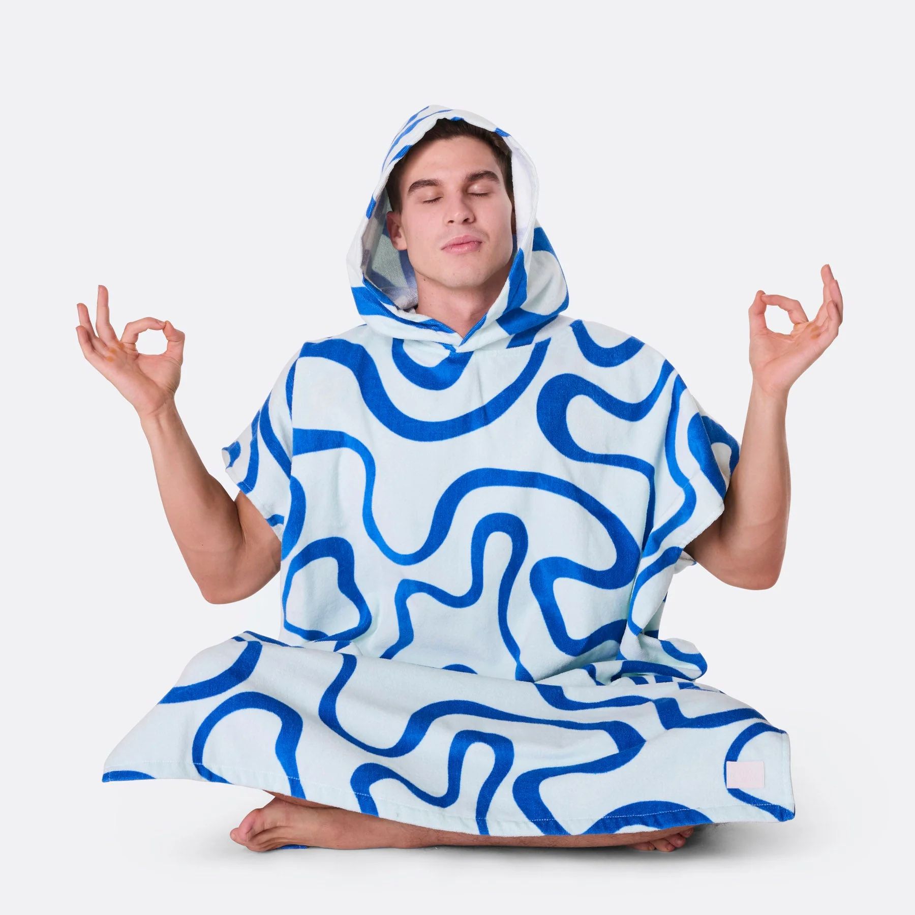 Blue Wavy Towel Poncho - Image 3