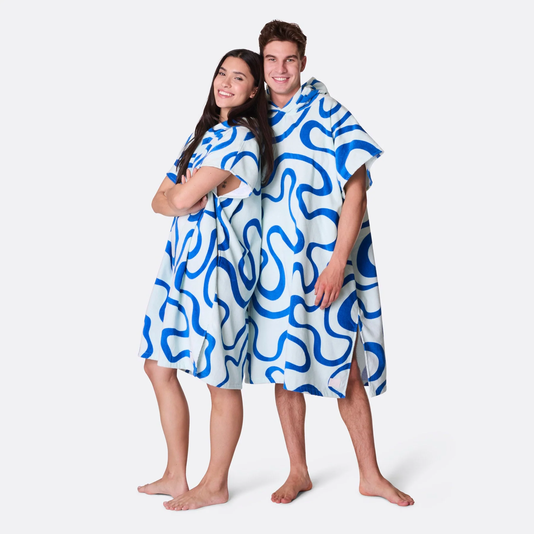 Blue Wavy Towel Poncho - Image 4