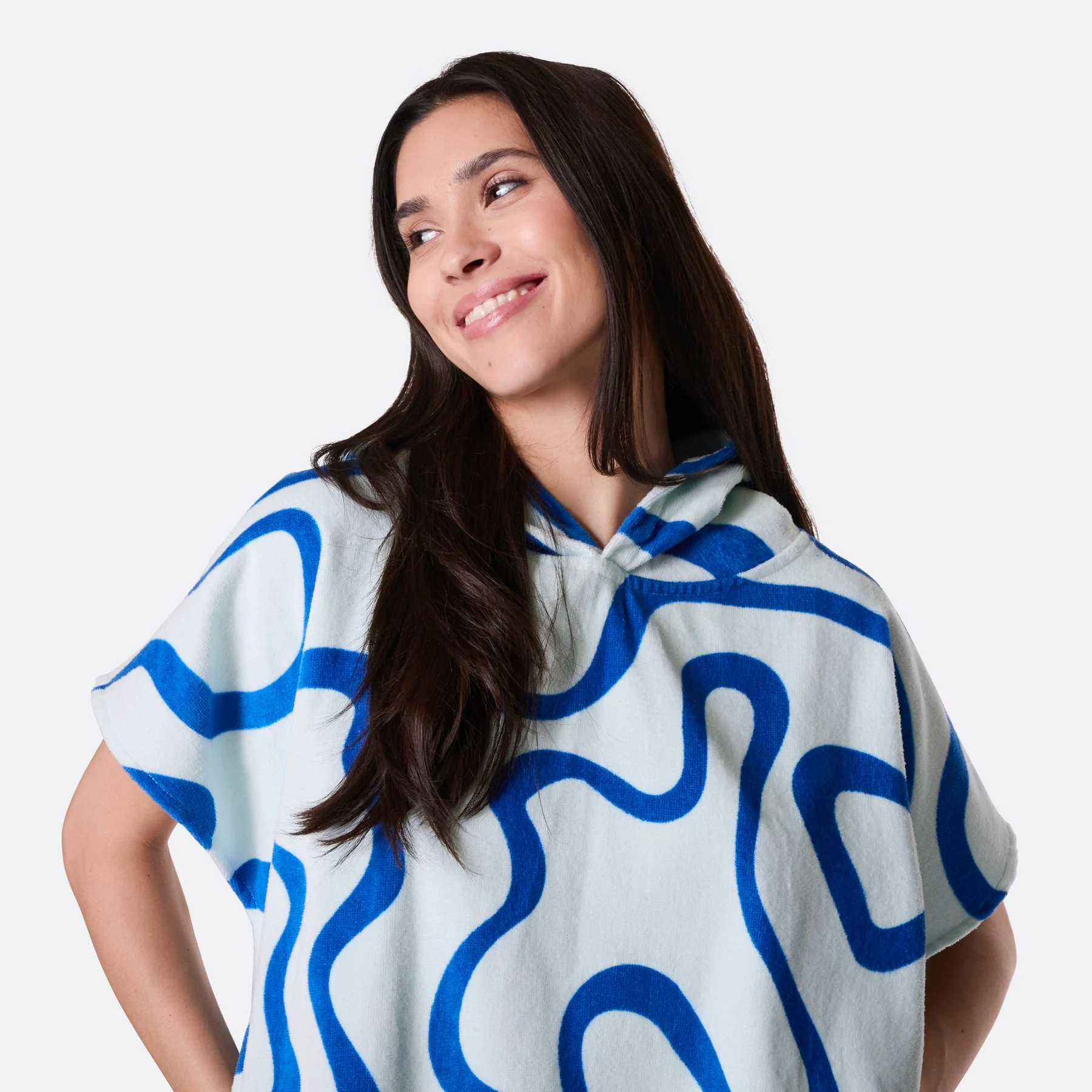 Blue Wavy Towel Poncho - Image 5