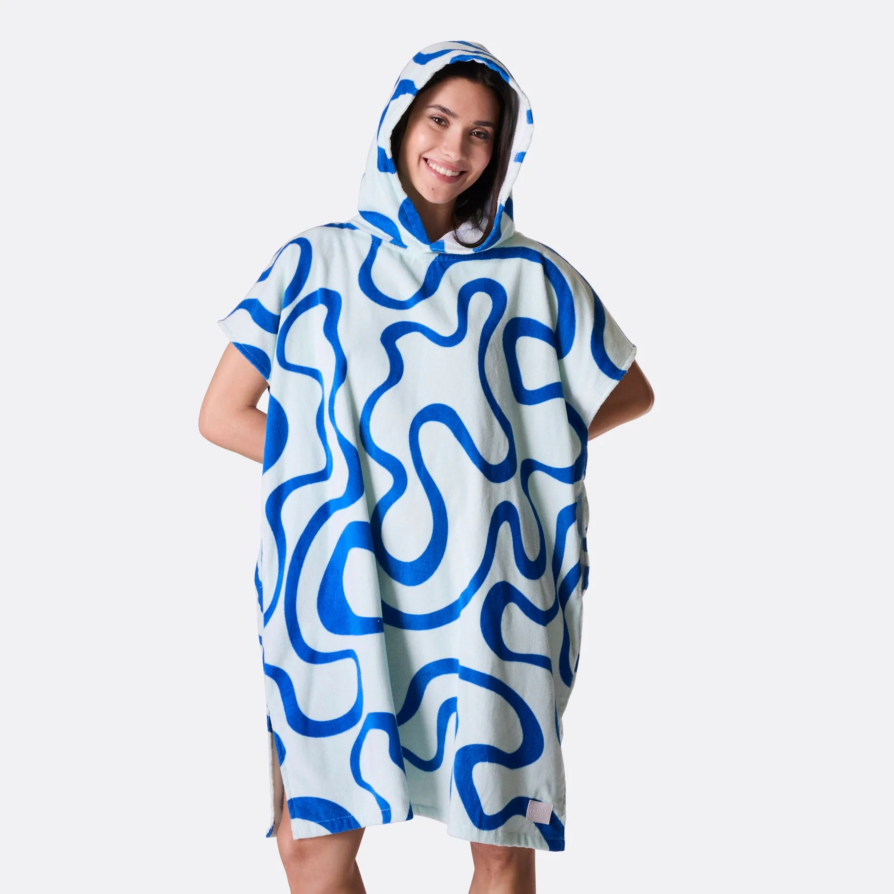 Blue Wavy Towel Poncho - Image 6