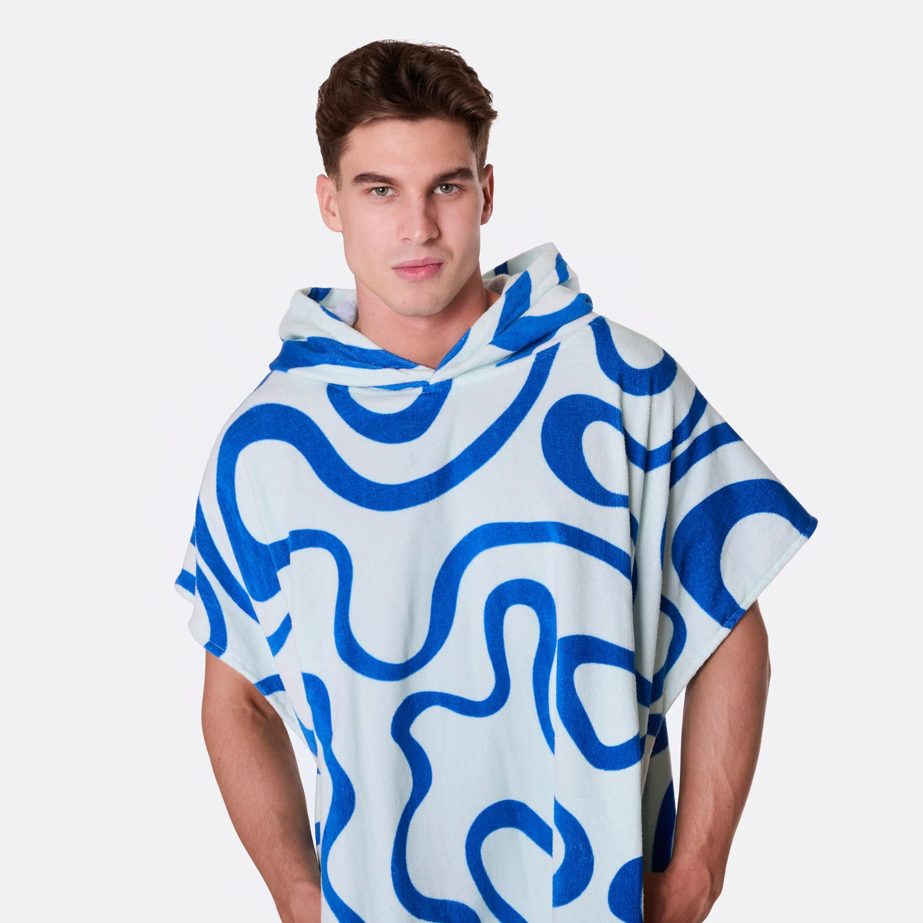 Blue Wavy Towel Poncho - Image 7