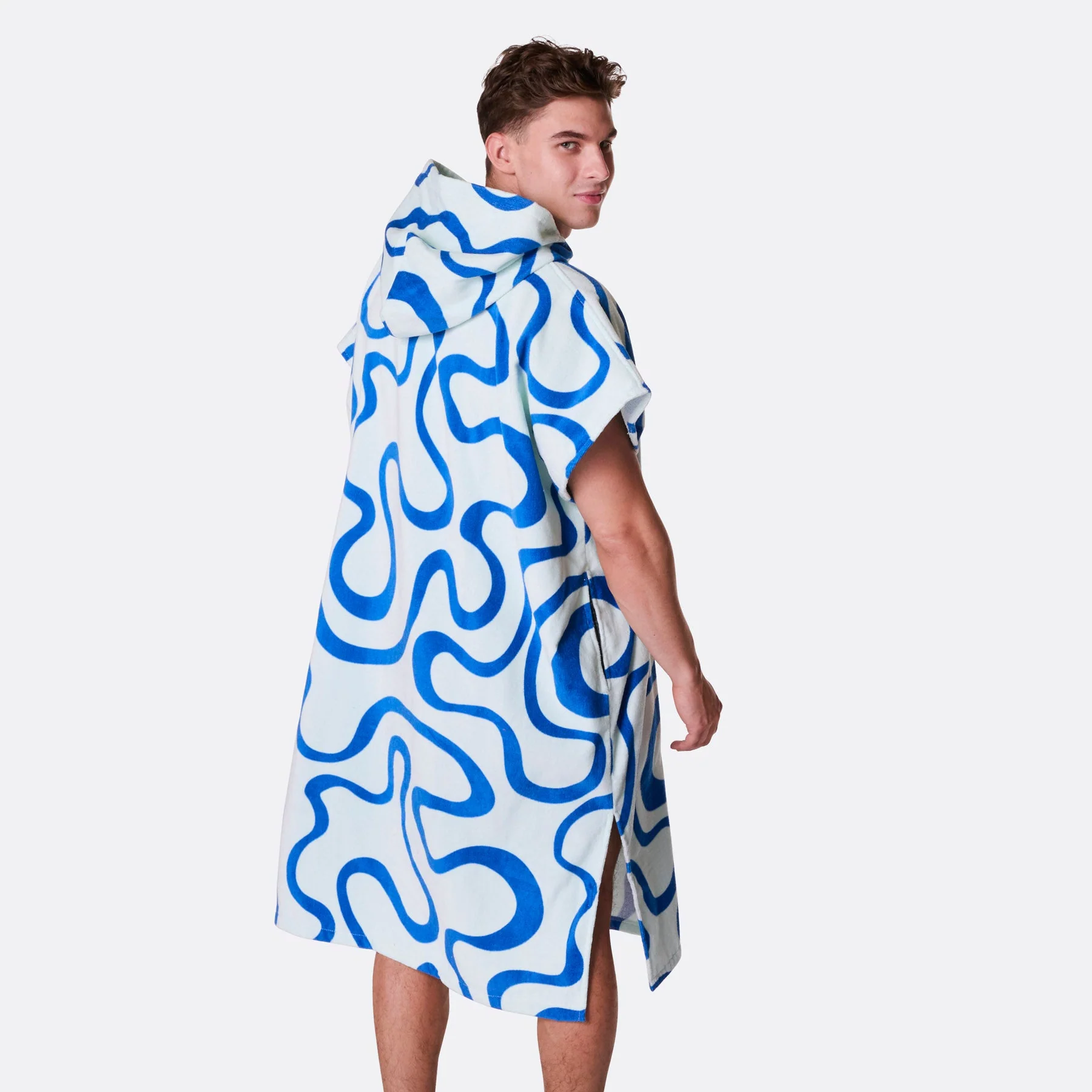 Blue Wavy Towel Poncho - Image 8