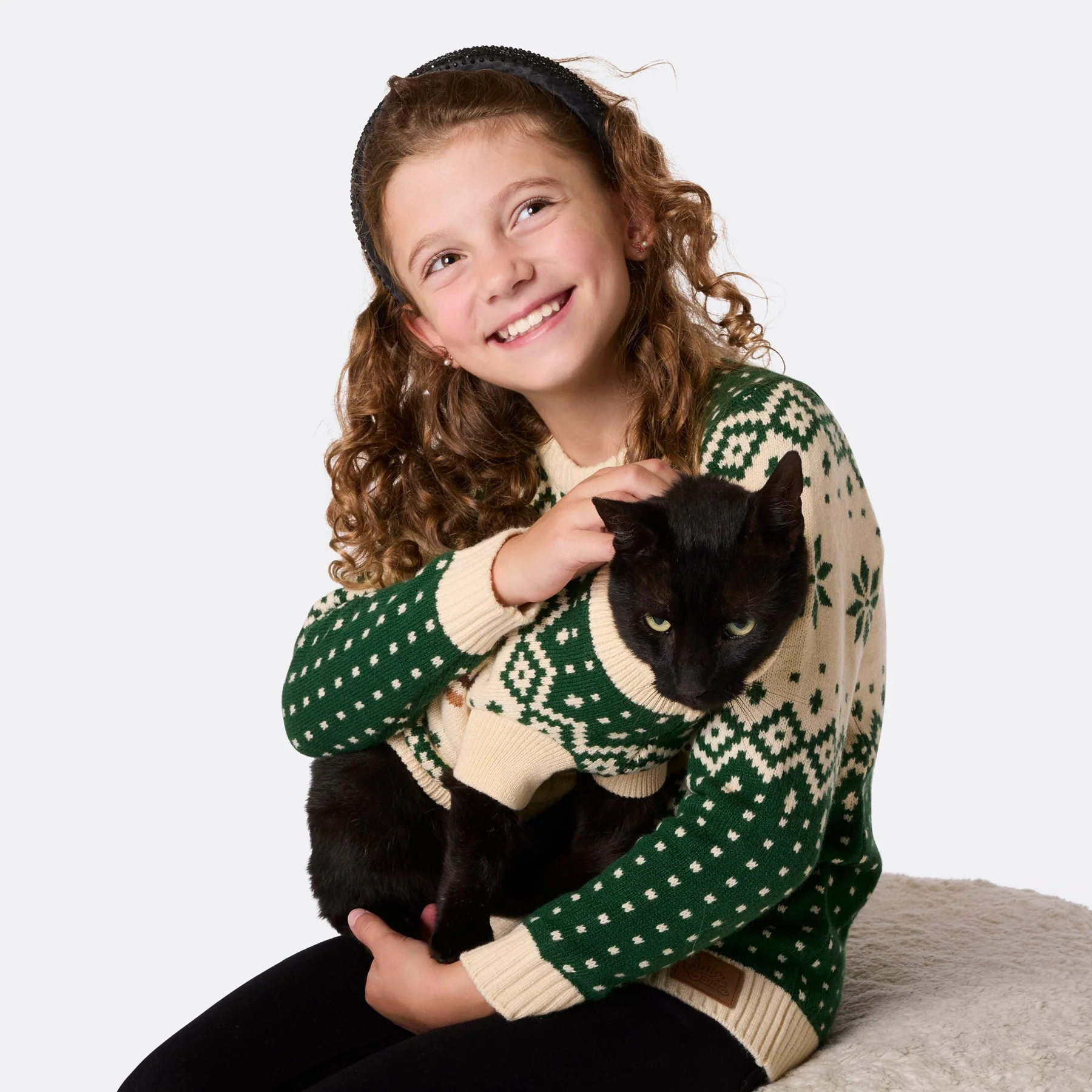 Cats' Green Retro Reindeer Christmas Sweater - Image 2
