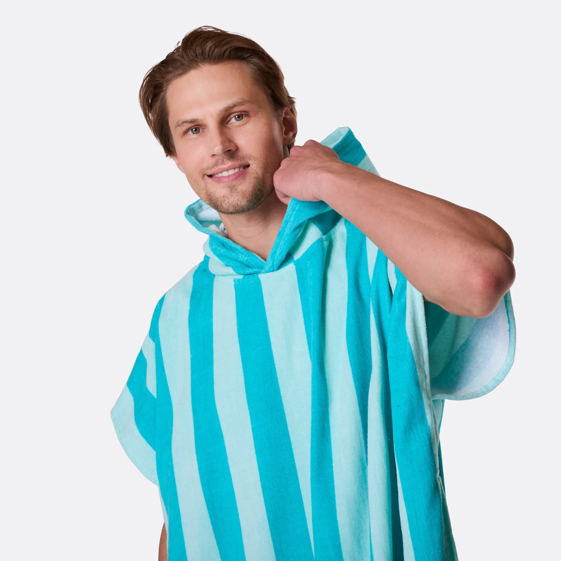 Coral Striped Towel Poncho - Image 5