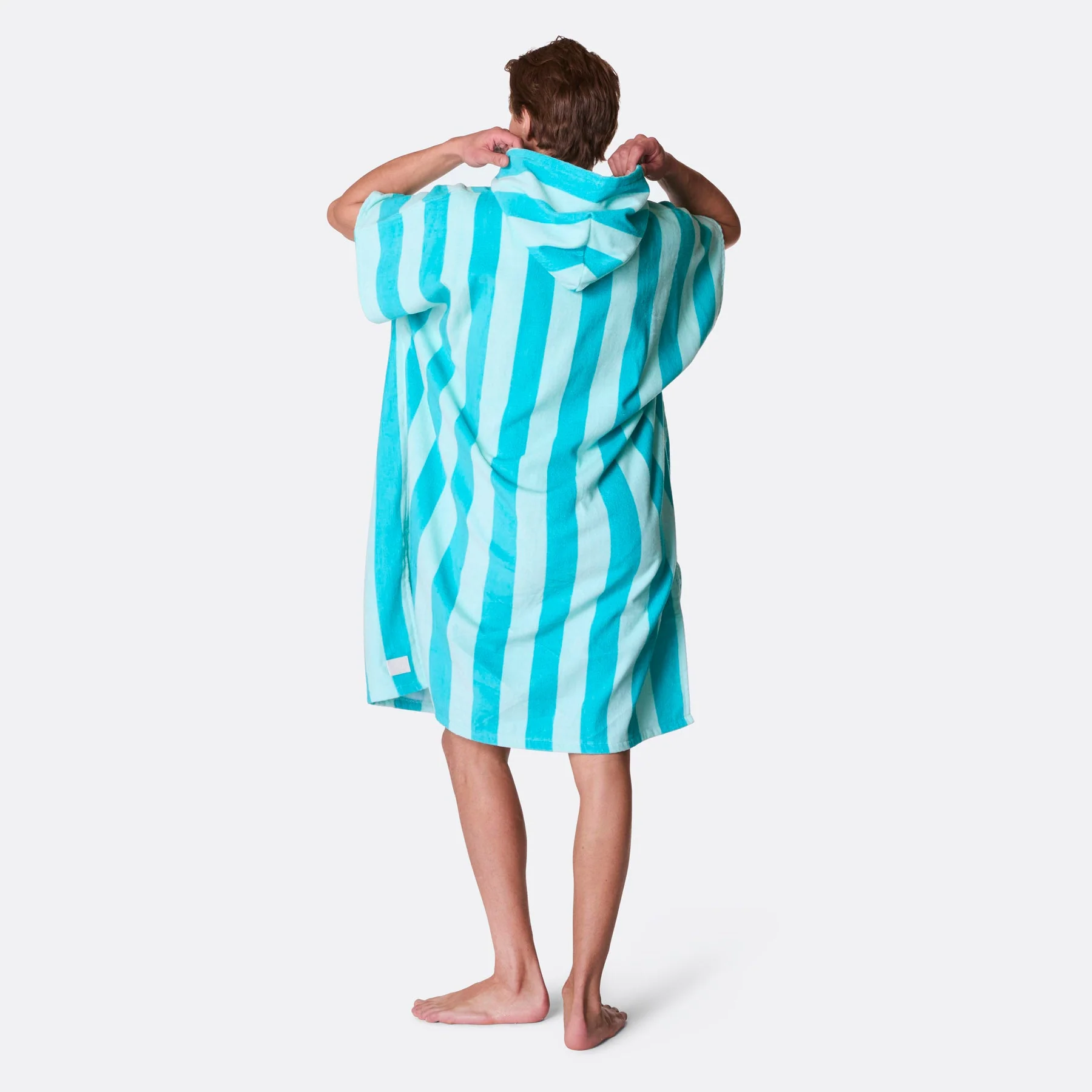 Coral Striped Towel Poncho - Image 7