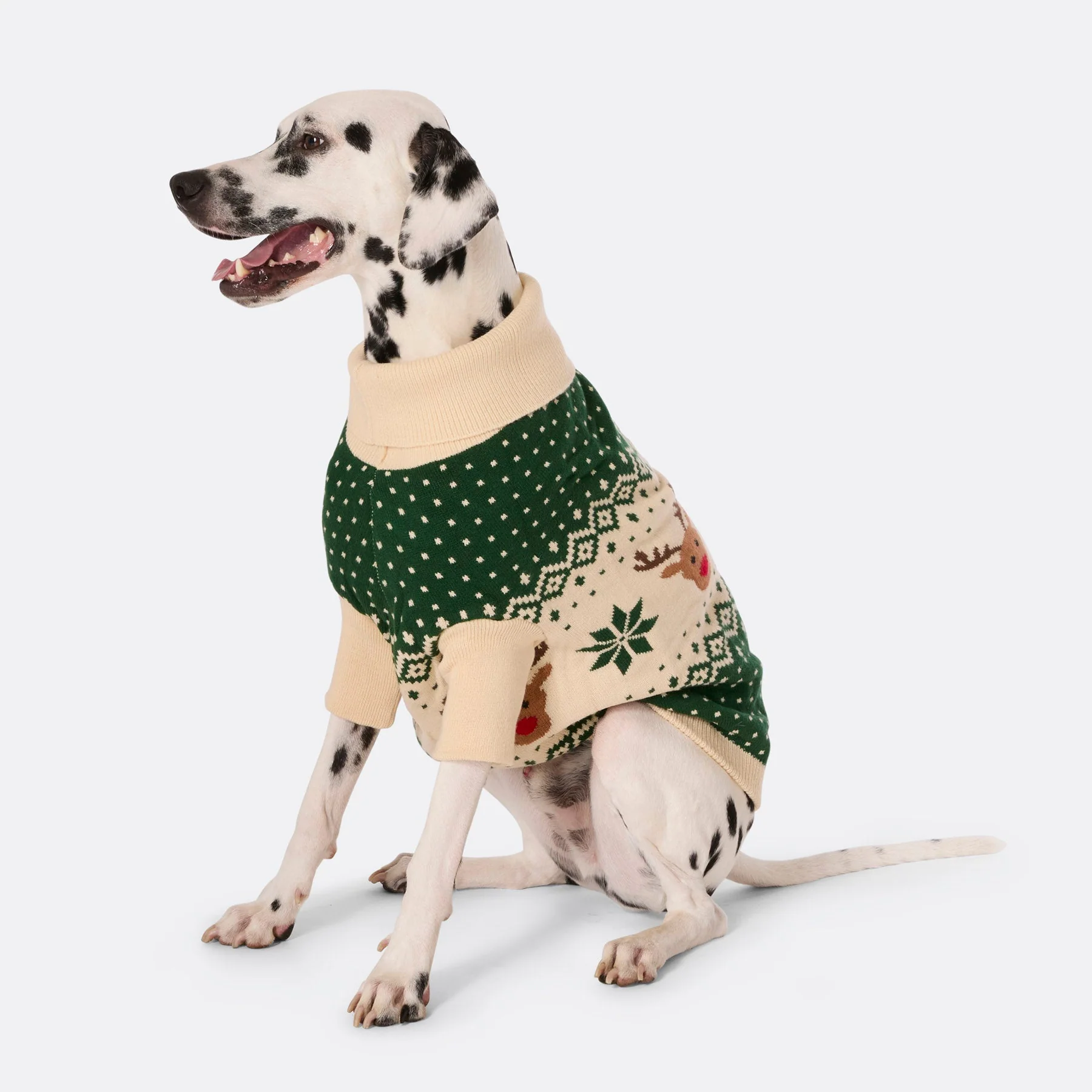 Dogs' Green Retro Reindeer Christmas Sweater - Image 2