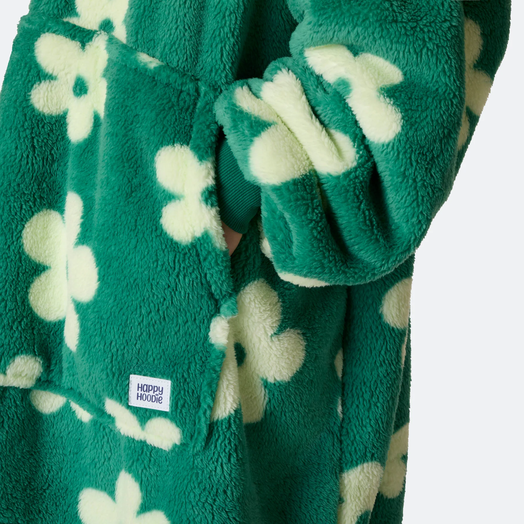 Flowers Green Teddy HappyHoodie - Image 4