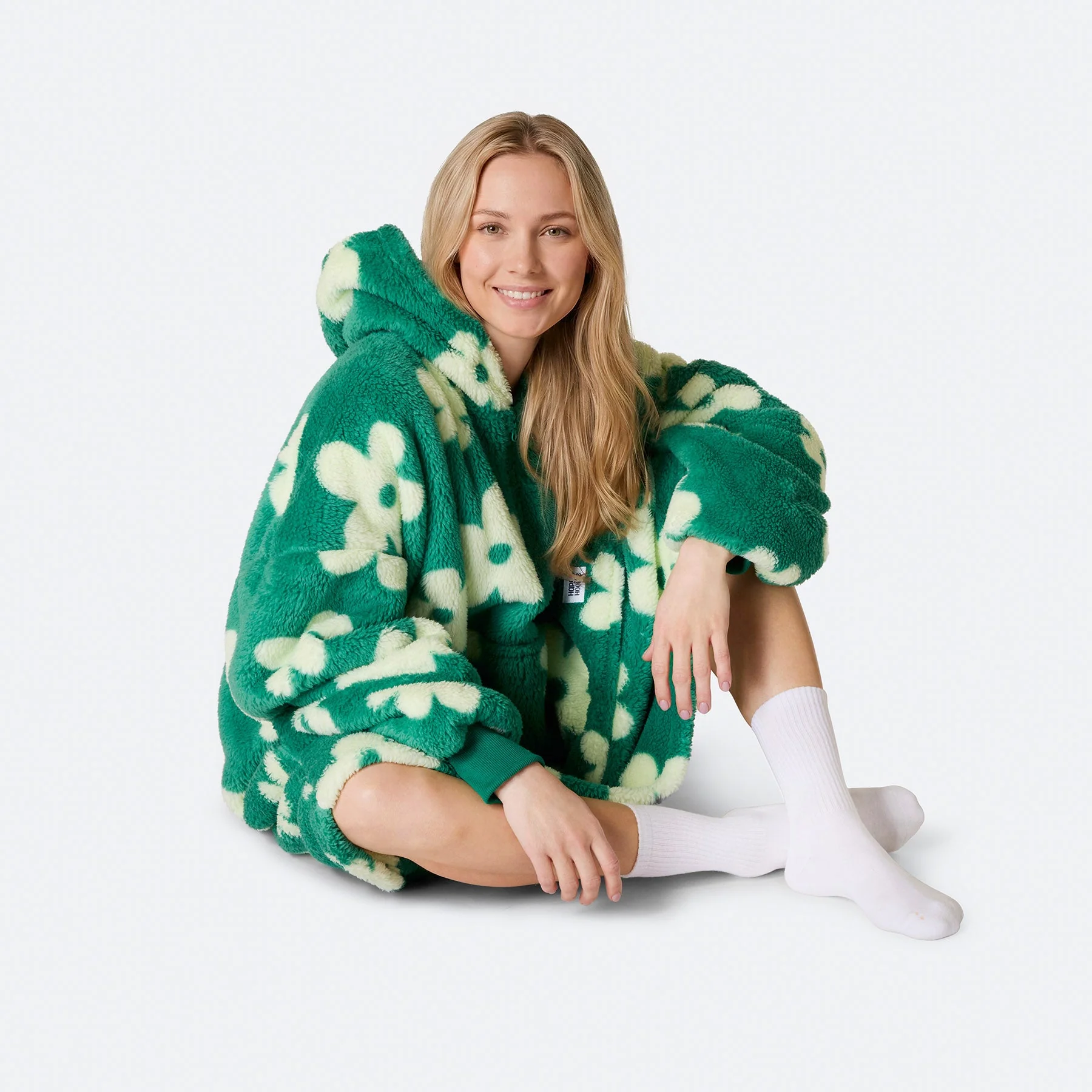 Flowers Green Teddy HappyHoodie - Image 5