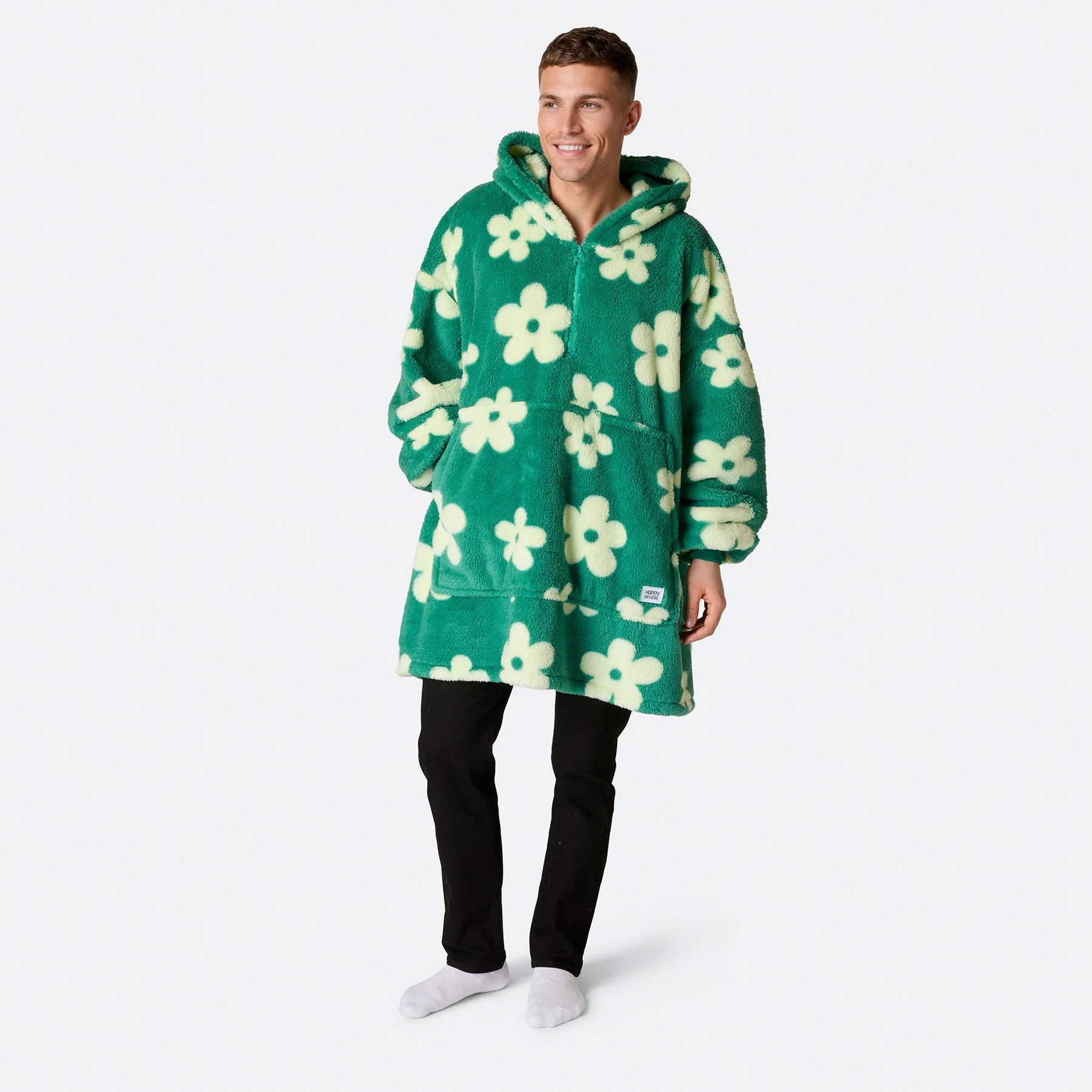 Flowers Green Teddy HappyHoodie - Image 7