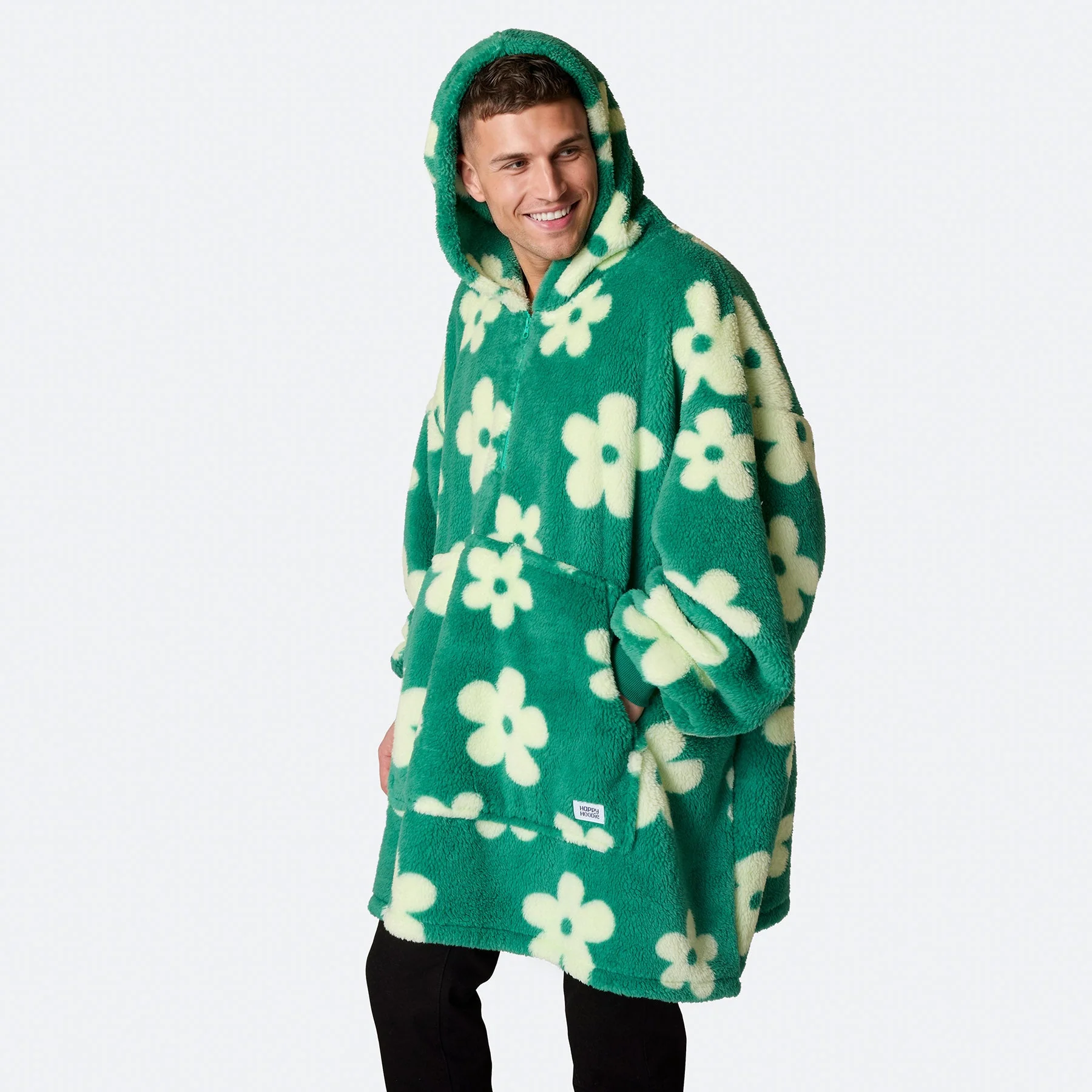 Flowers Green Teddy HappyHoodie - Image 8