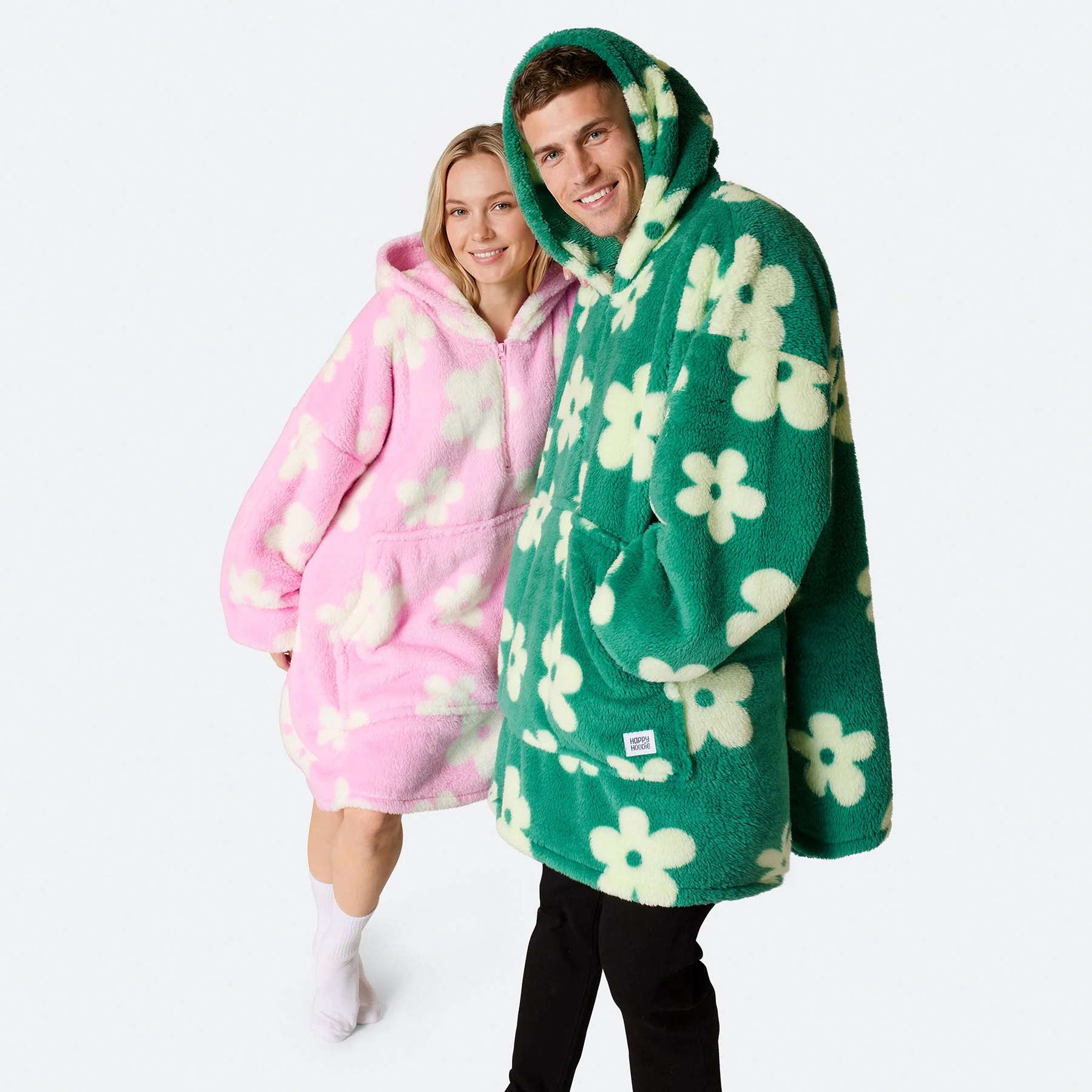 Flowers Pink Teddy HappyHoodie - Image 3