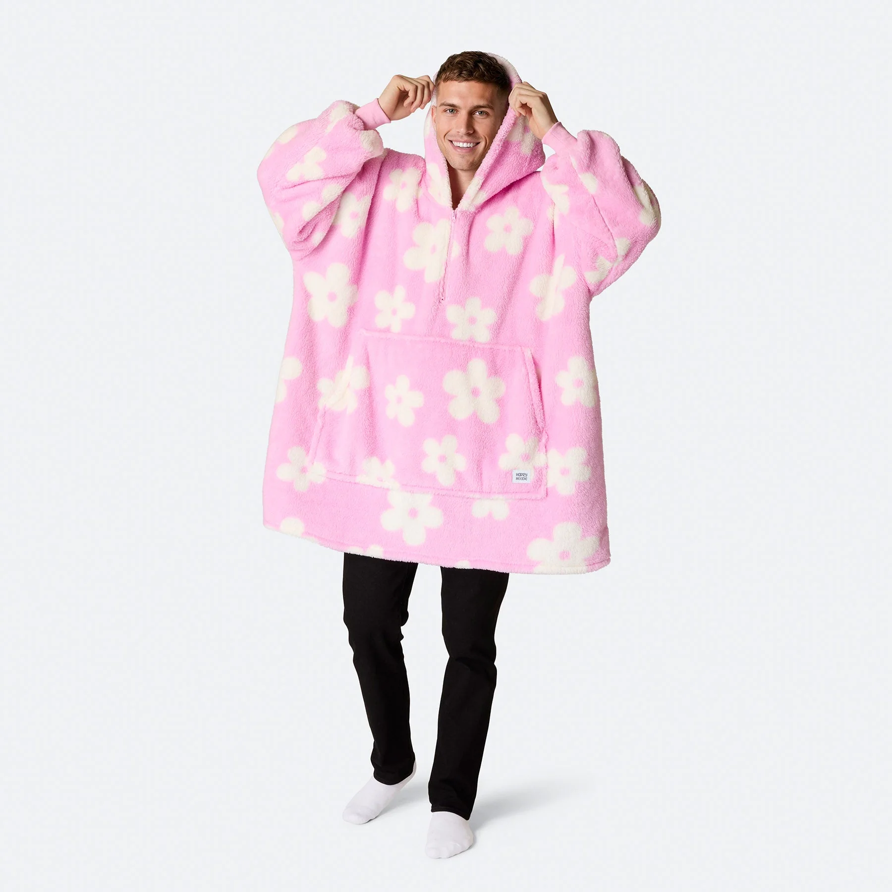 Flowers Pink Teddy HappyHoodie - Image 4