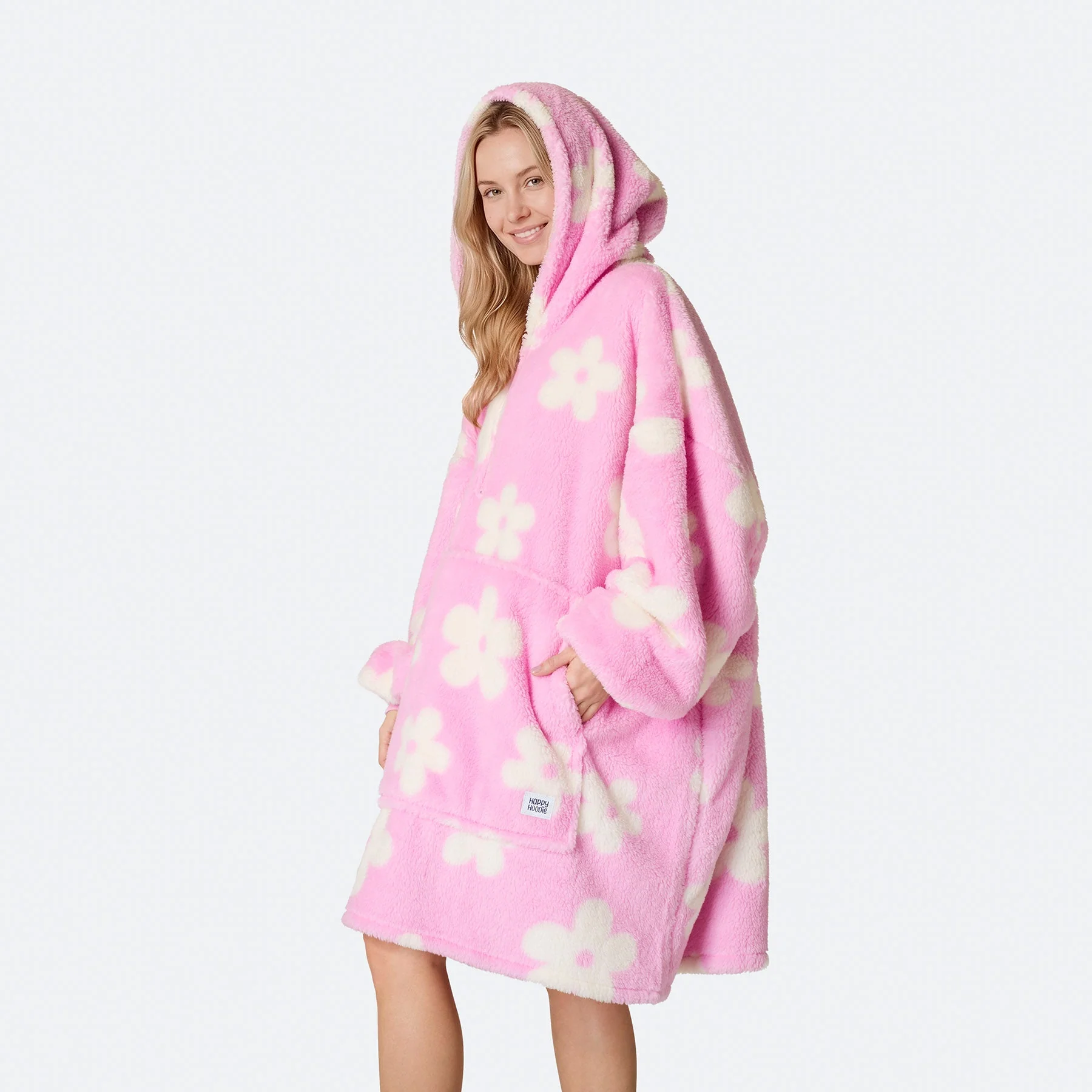 Flowers Pink Teddy HappyHoodie - Image 5