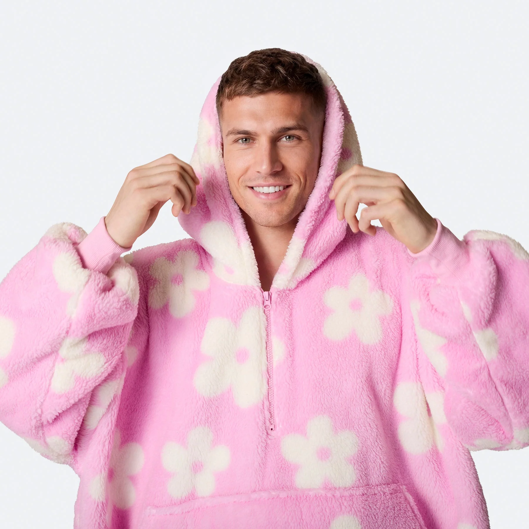 Flowers Pink Teddy HappyHoodie - Image 8