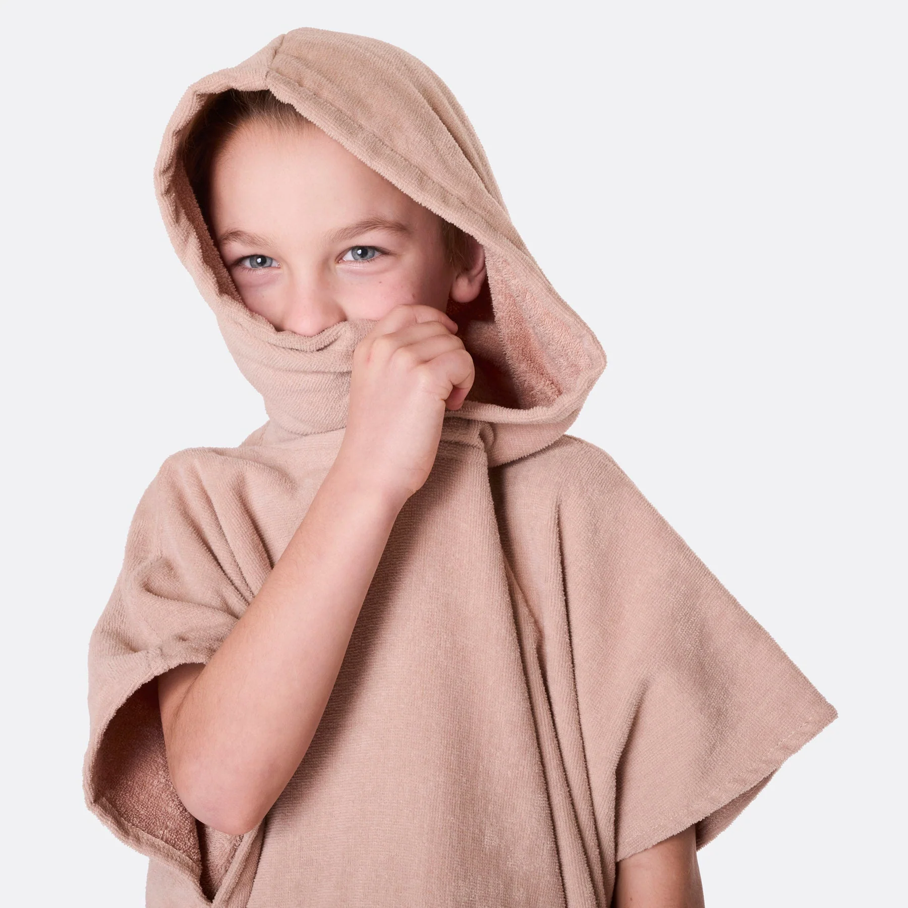 Kids' Beige Towel Poncho - Image 3