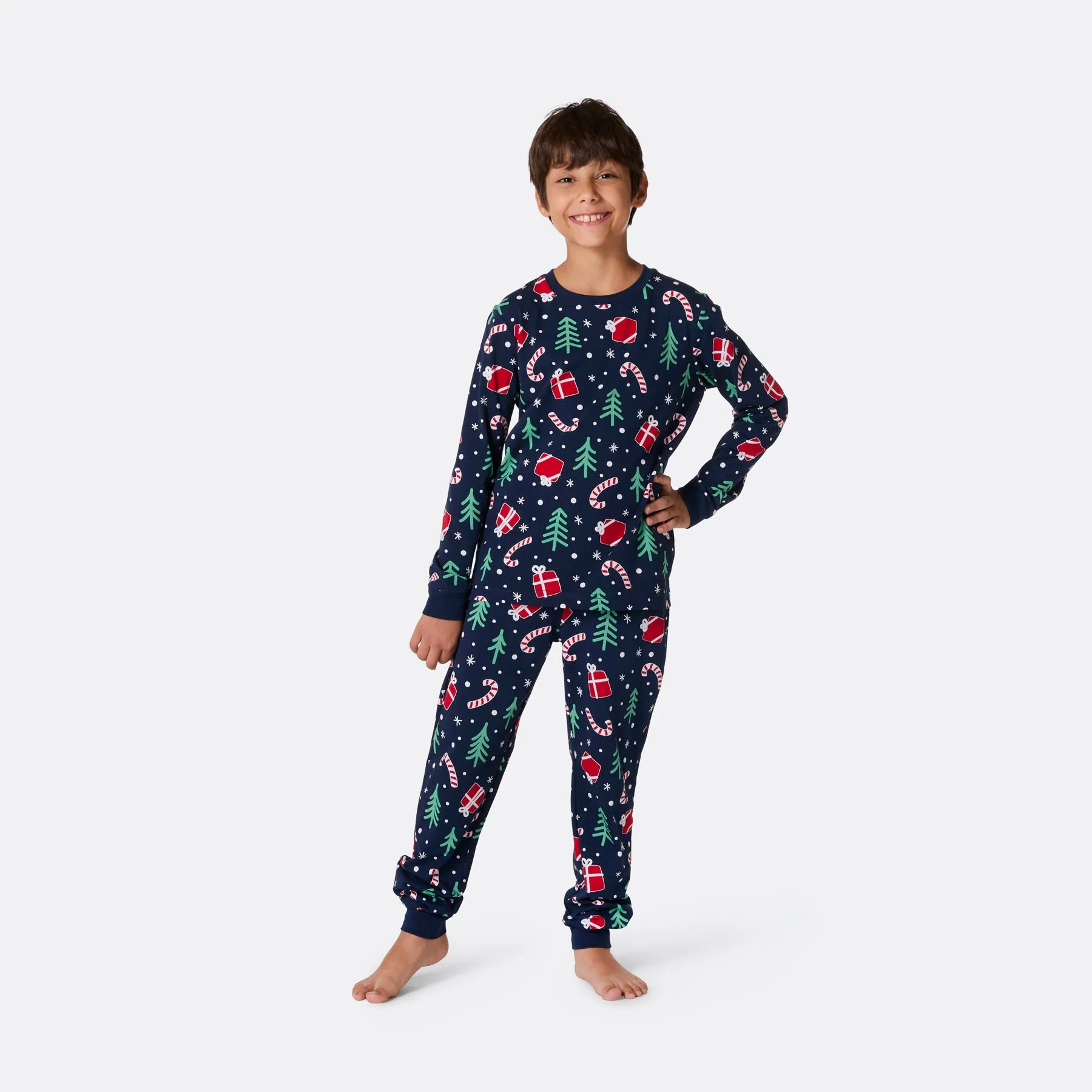 Kids' Blue Christmas Pattern Christmas Pyjamas - Image 3