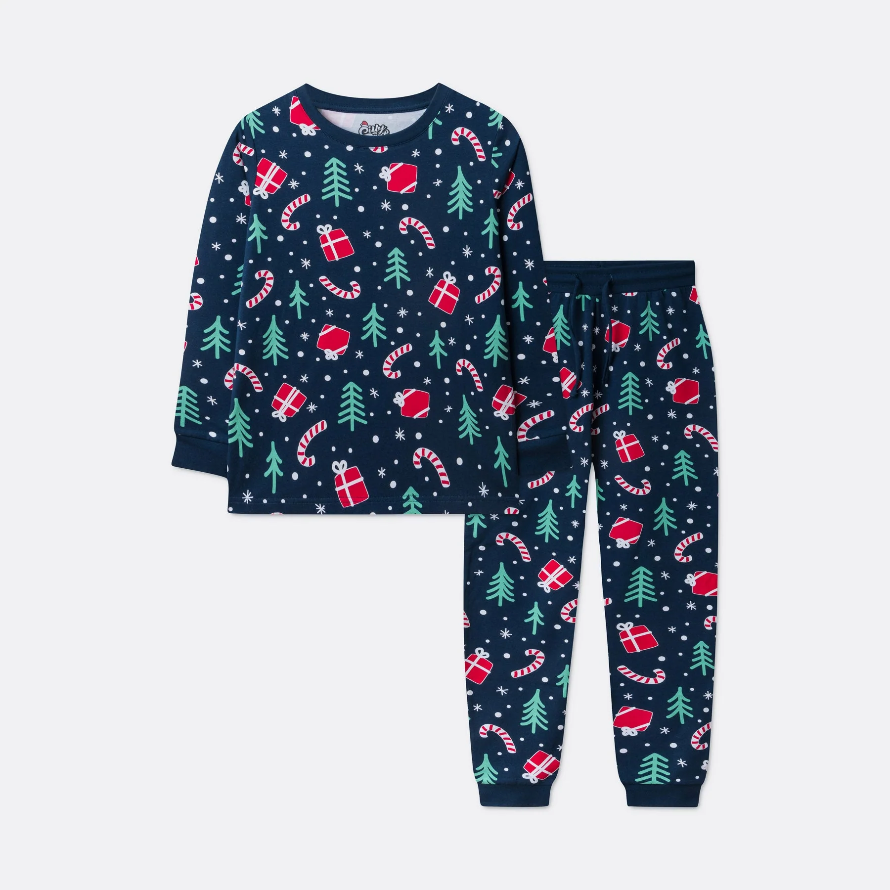 Kids' Blue Christmas Pattern Christmas Pyjamas - Image 6