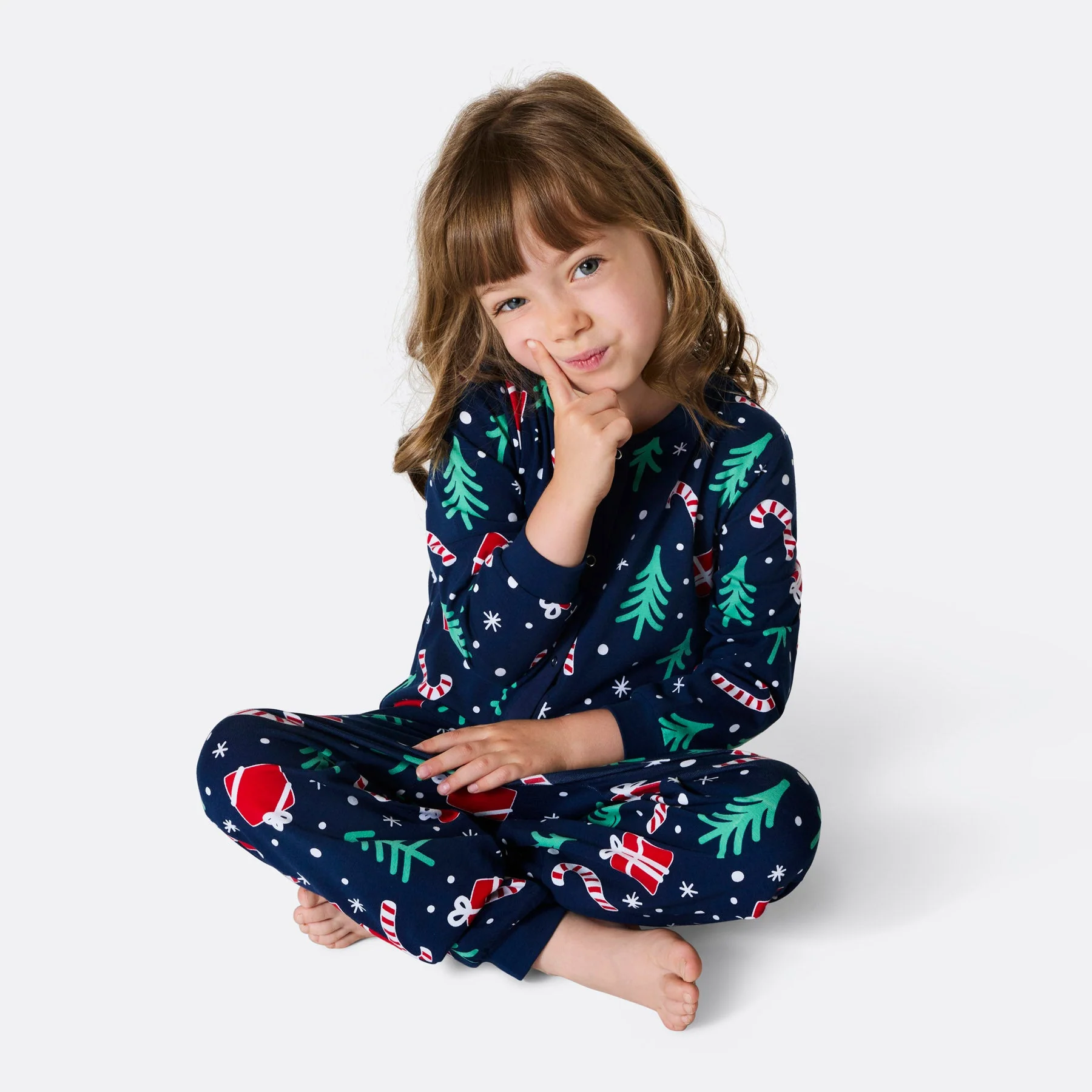 Kids' Blue Christmas Pattern Overall Christmas Pyjamas - Image 2