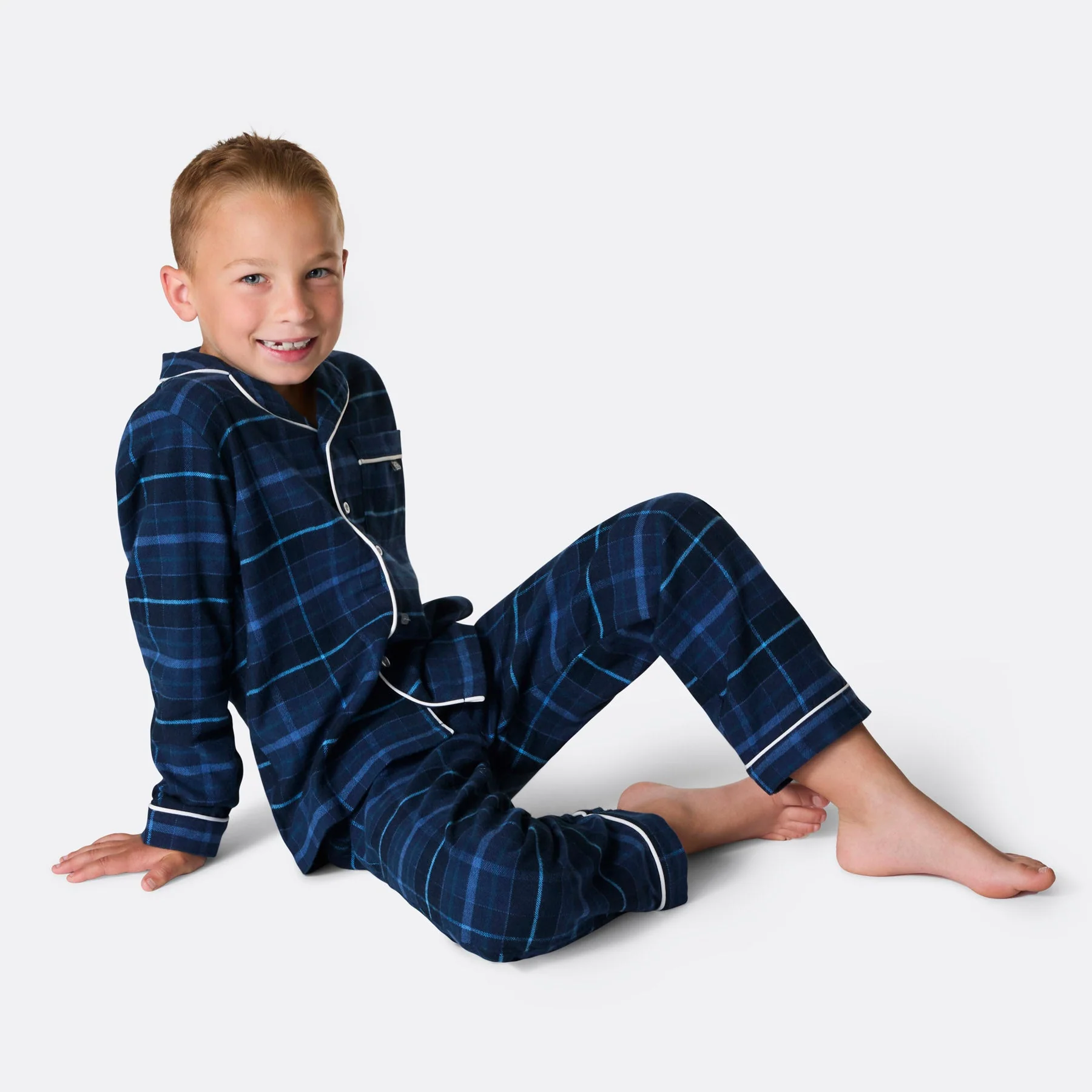 Kids' Blue Flannel Christmas Pyjamas - Image 2