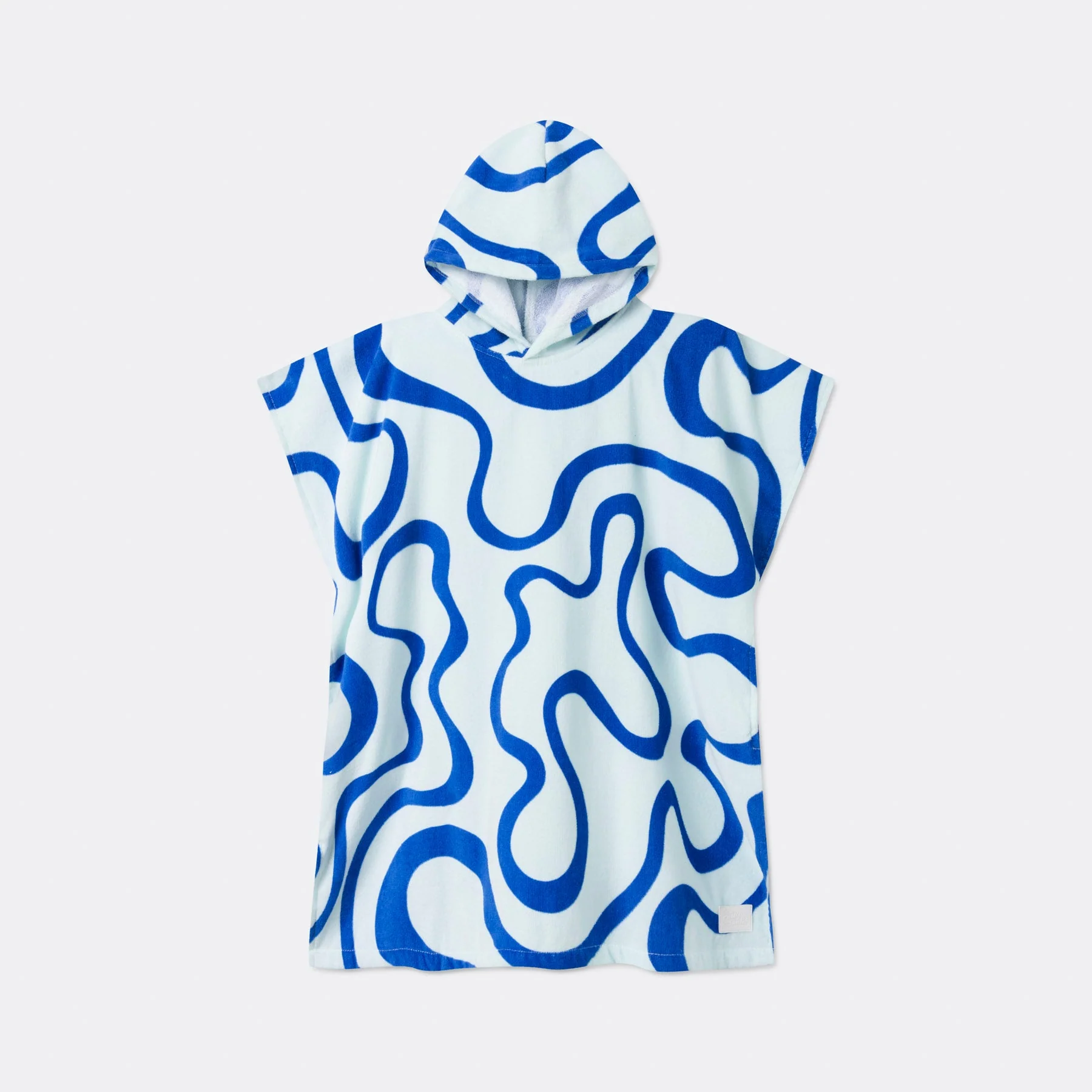 Kids' Blue Wavy Towel Poncho - Image 3