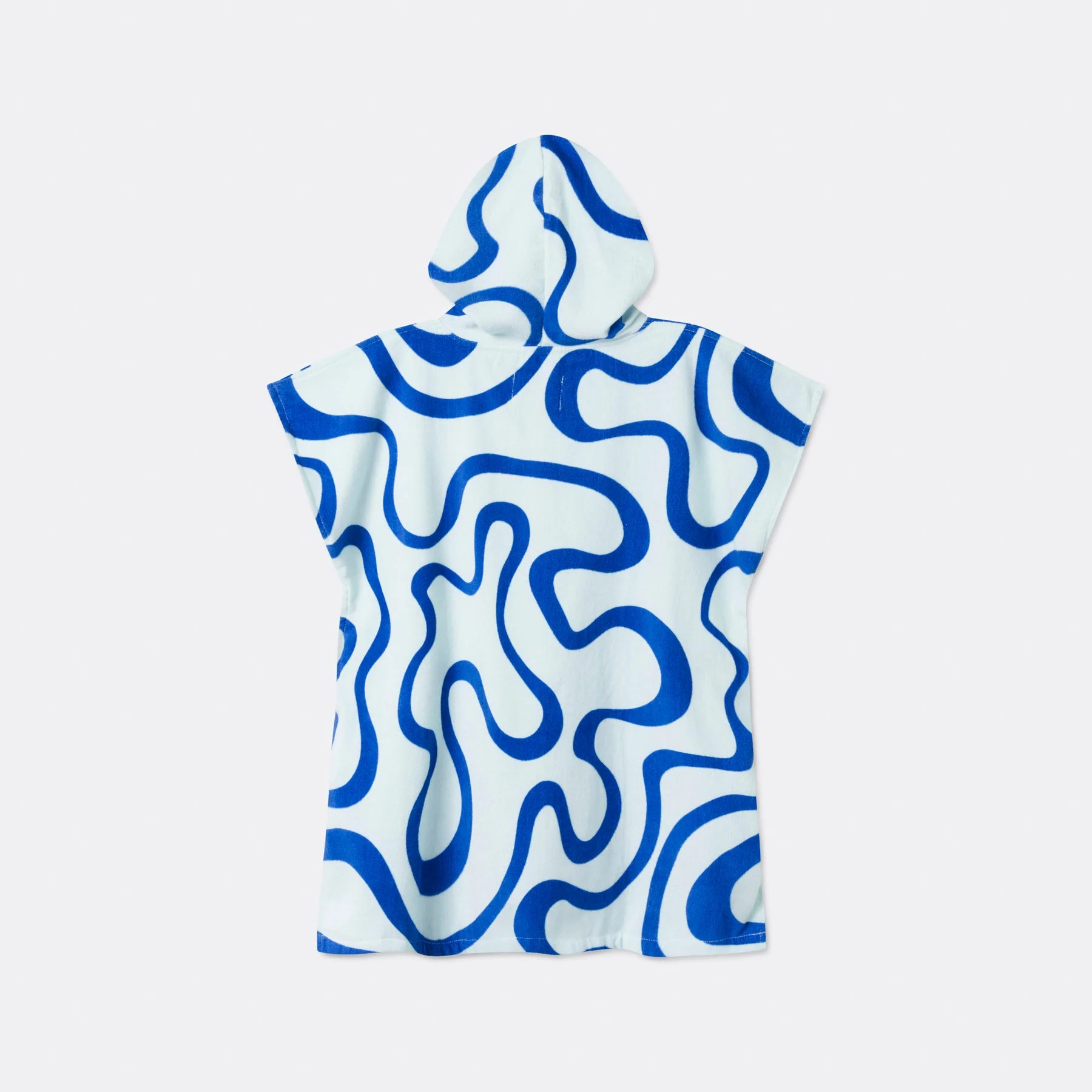 Kids' Blue Wavy Towel Poncho - Image 4