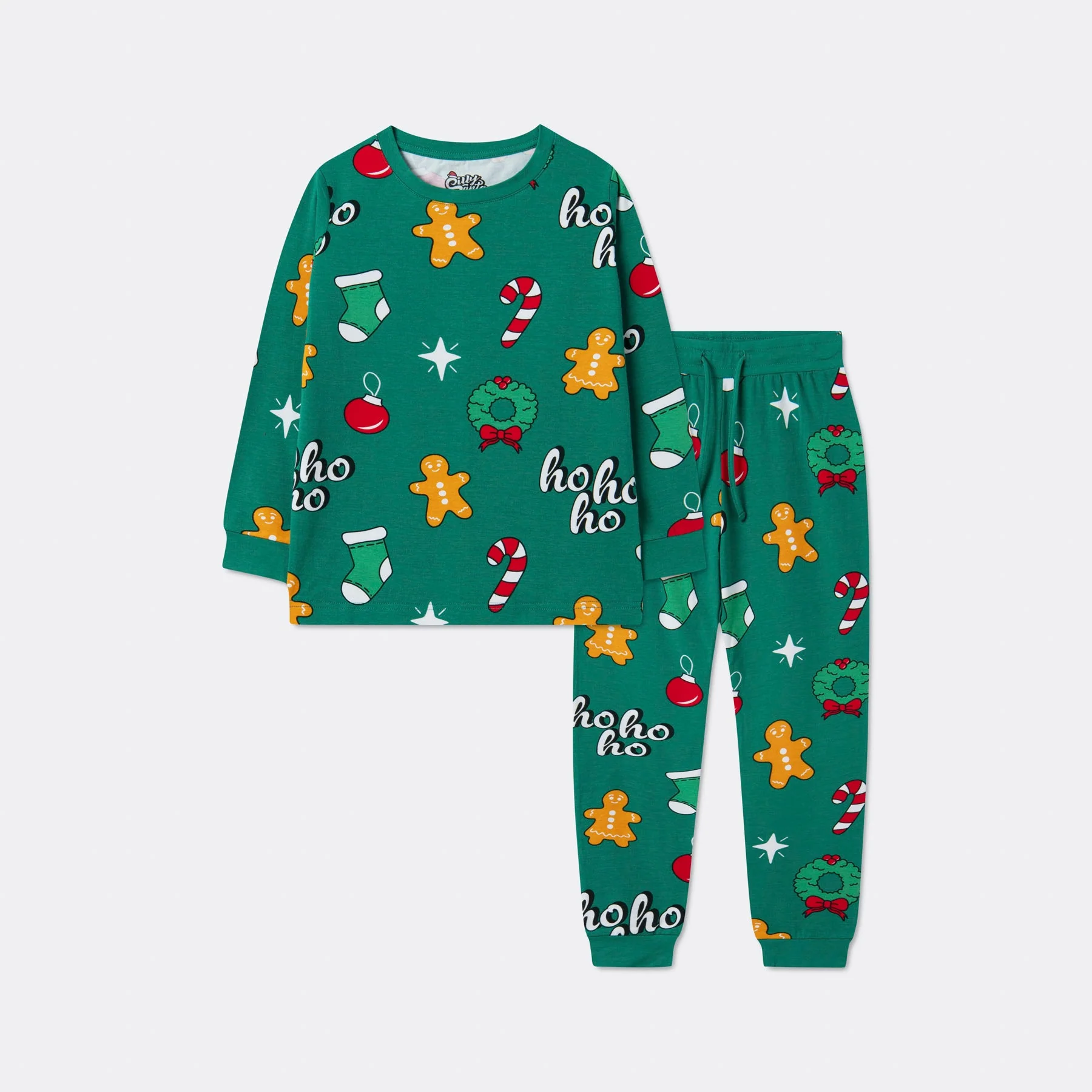 Kids' Green Hohoho Christmas Pyjamas - Image 5