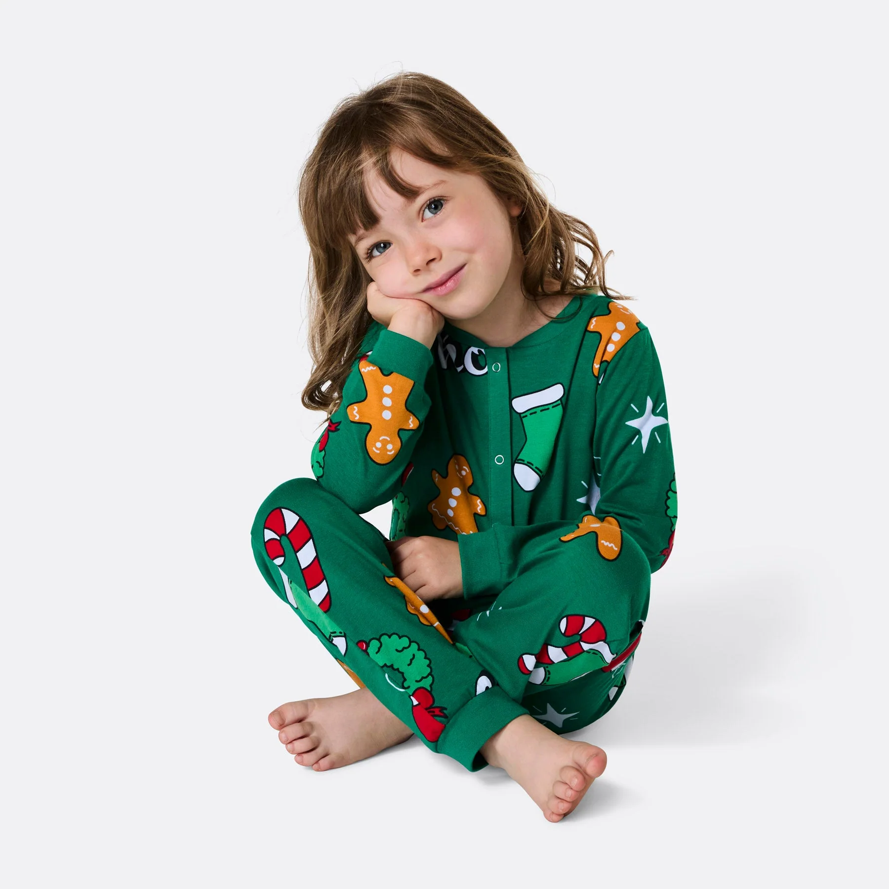 Kids' Green Hohoho Overall Christmas Pyjamas - Image 2