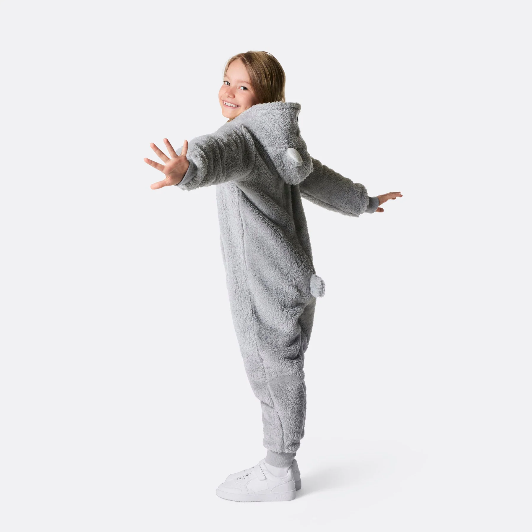 Kids' Grey Teddy Bear Onesie - Image 3