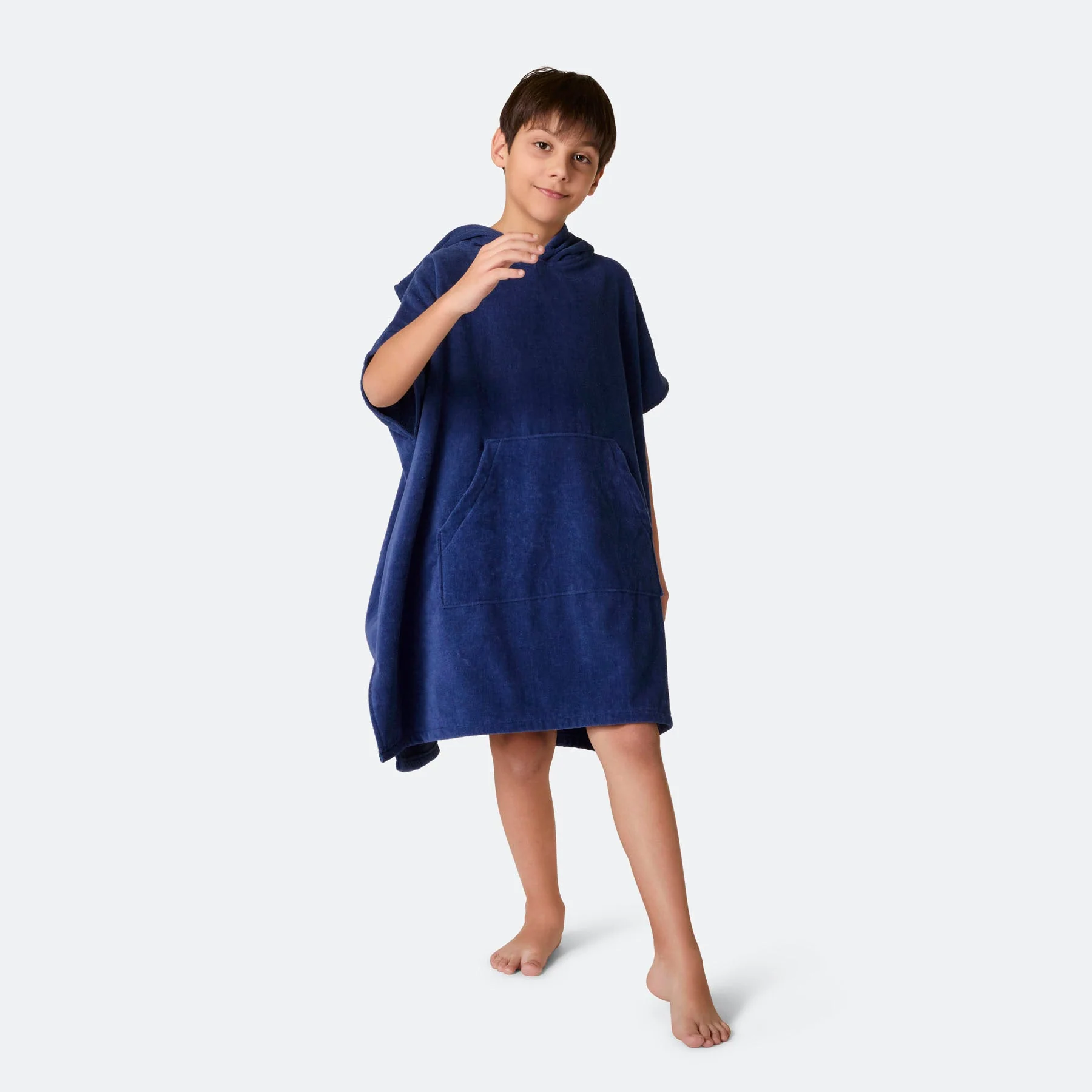 Kids' Navy Towel Poncho - Image 3