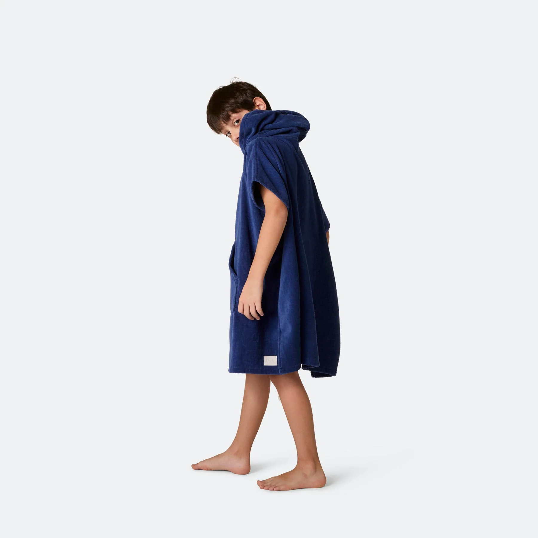Kids' Navy Towel Poncho - Image 4