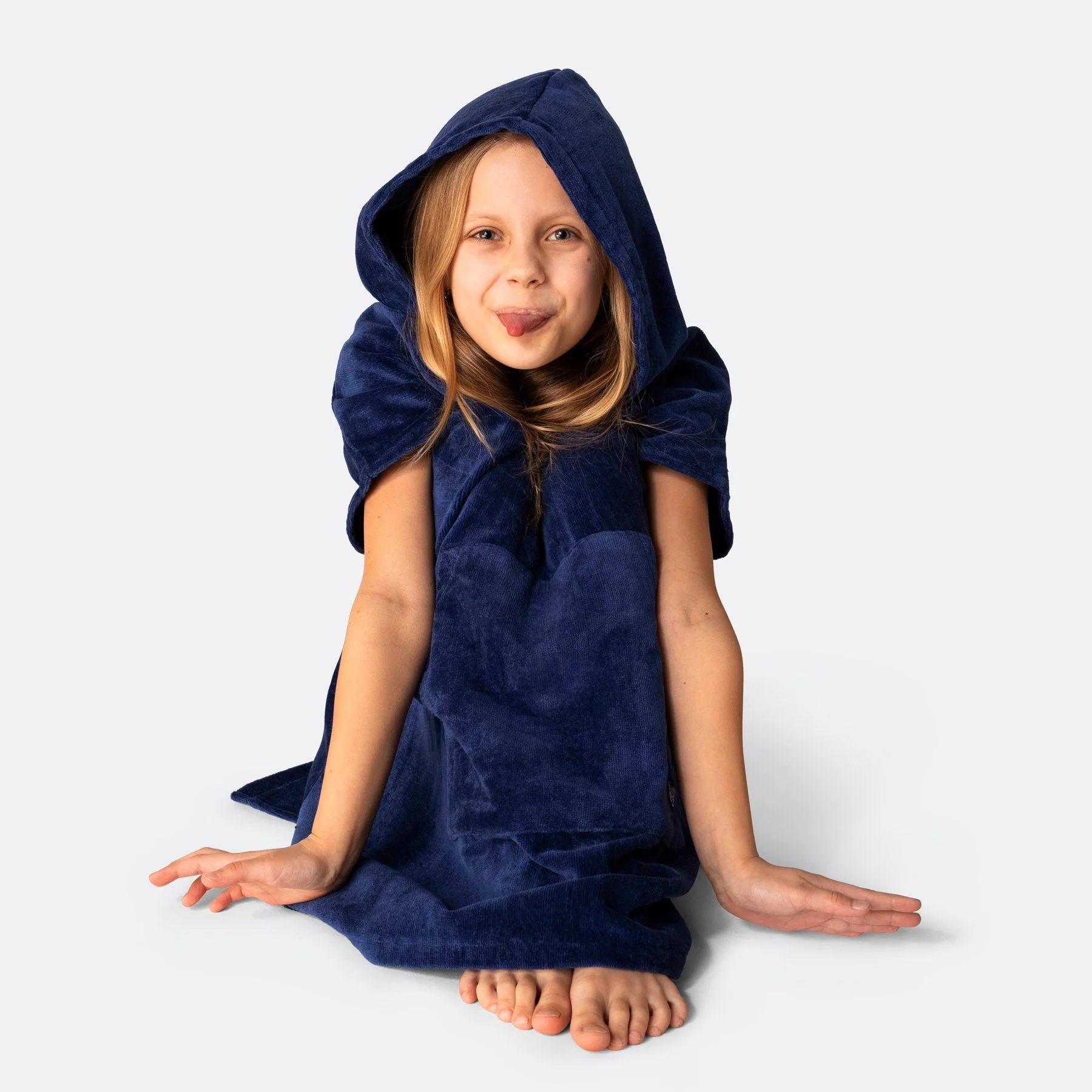 Kids' Navy Towel Poncho - Image 8