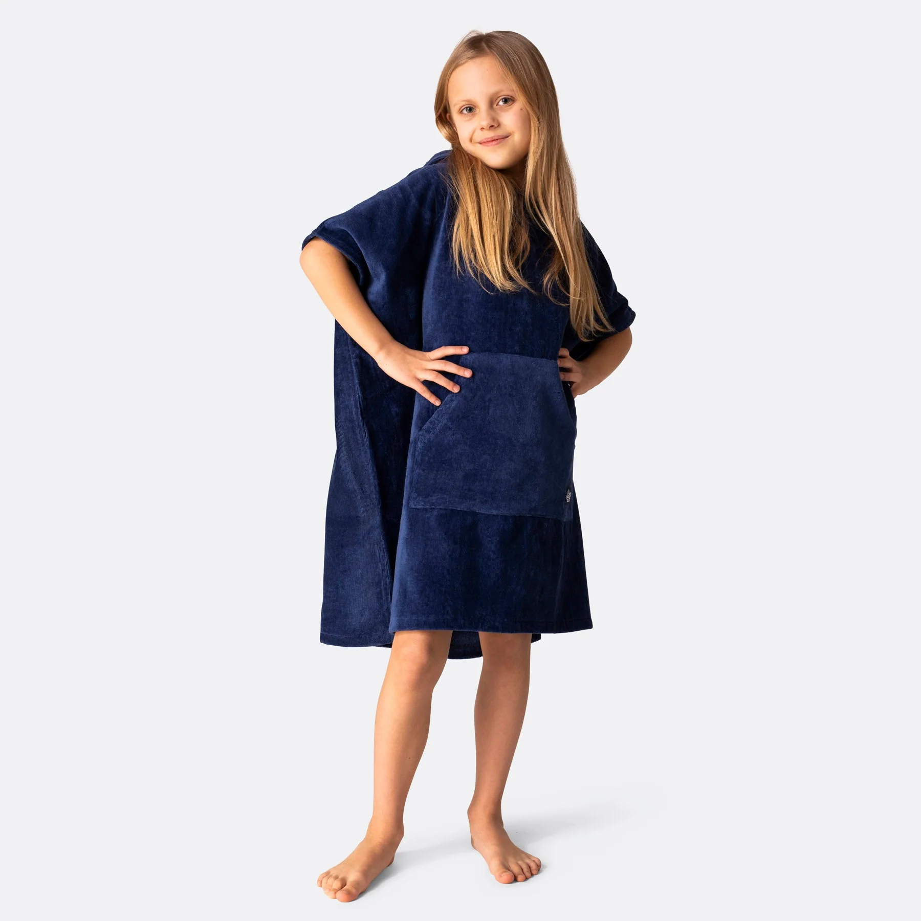Kids' Navy Towel Poncho - Image 9