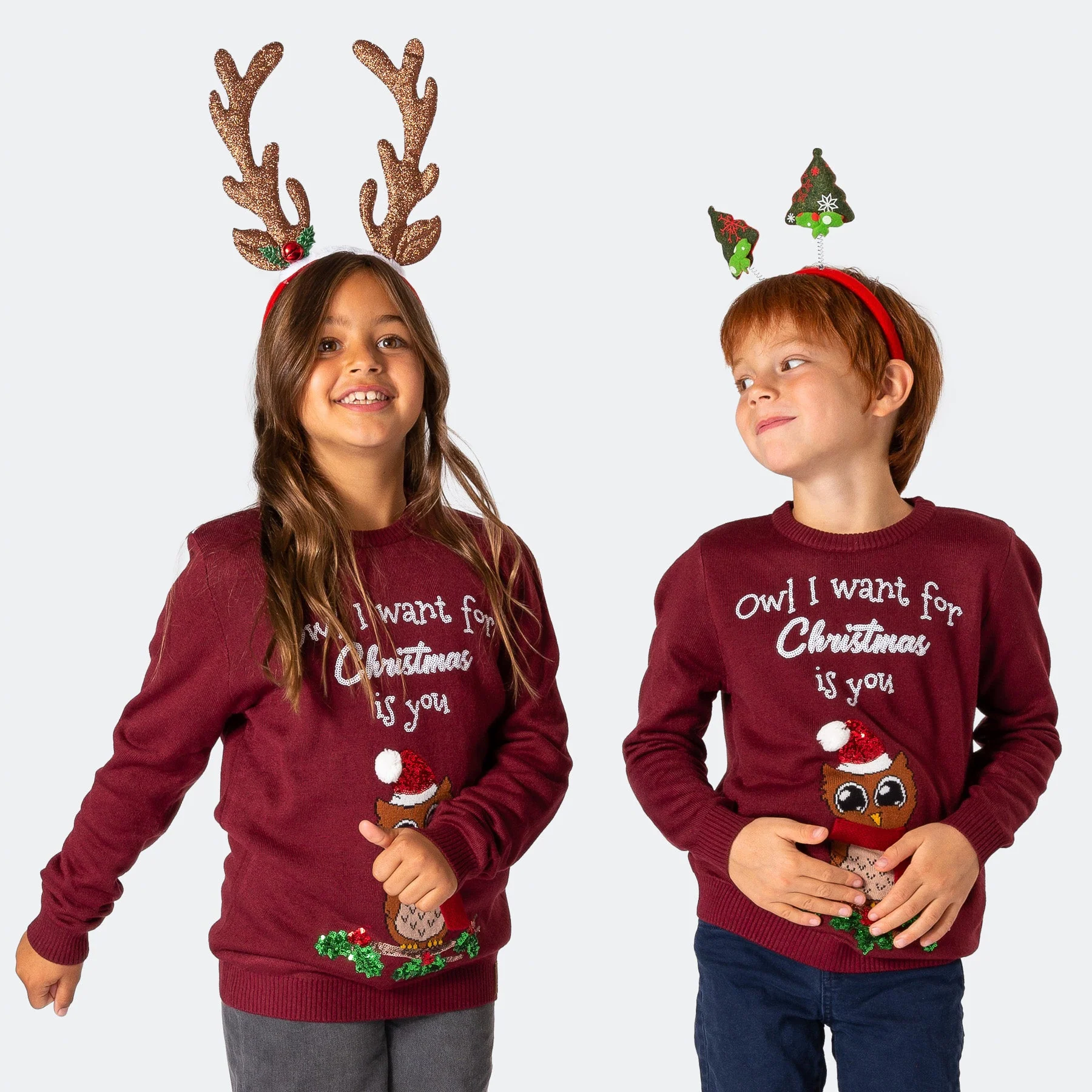 Kids' Owl I Want Christmas Sweater - Image 2