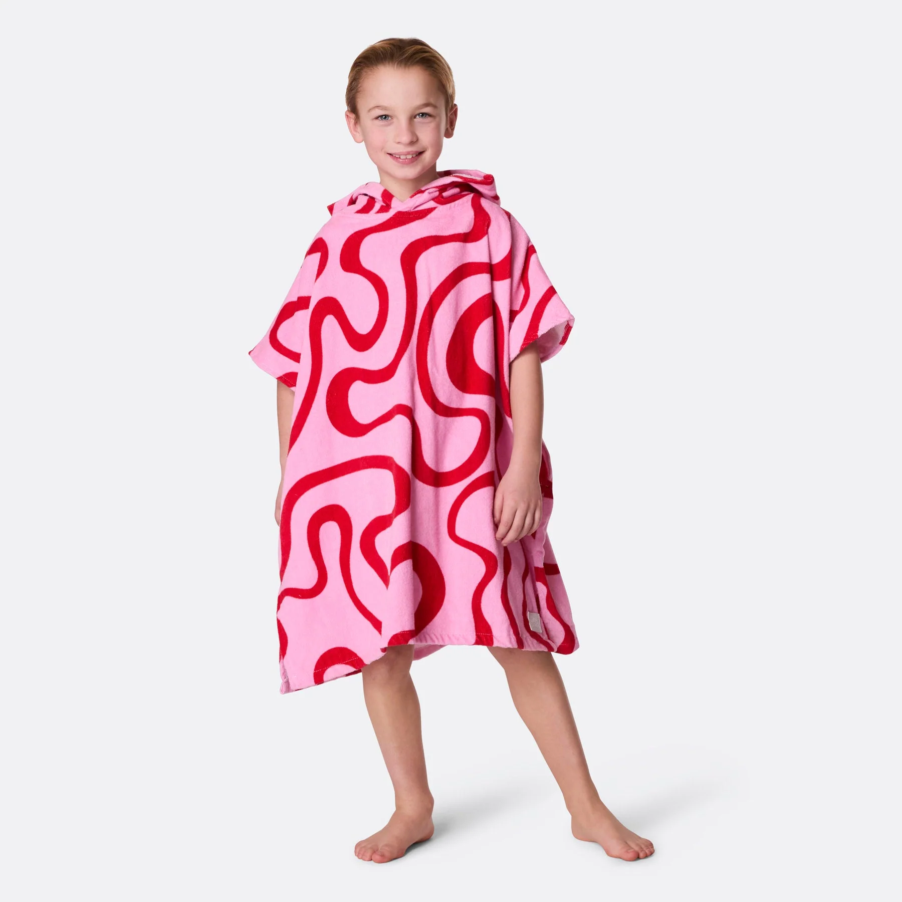 Kids' Pink Wavy Towel Poncho - Image 3