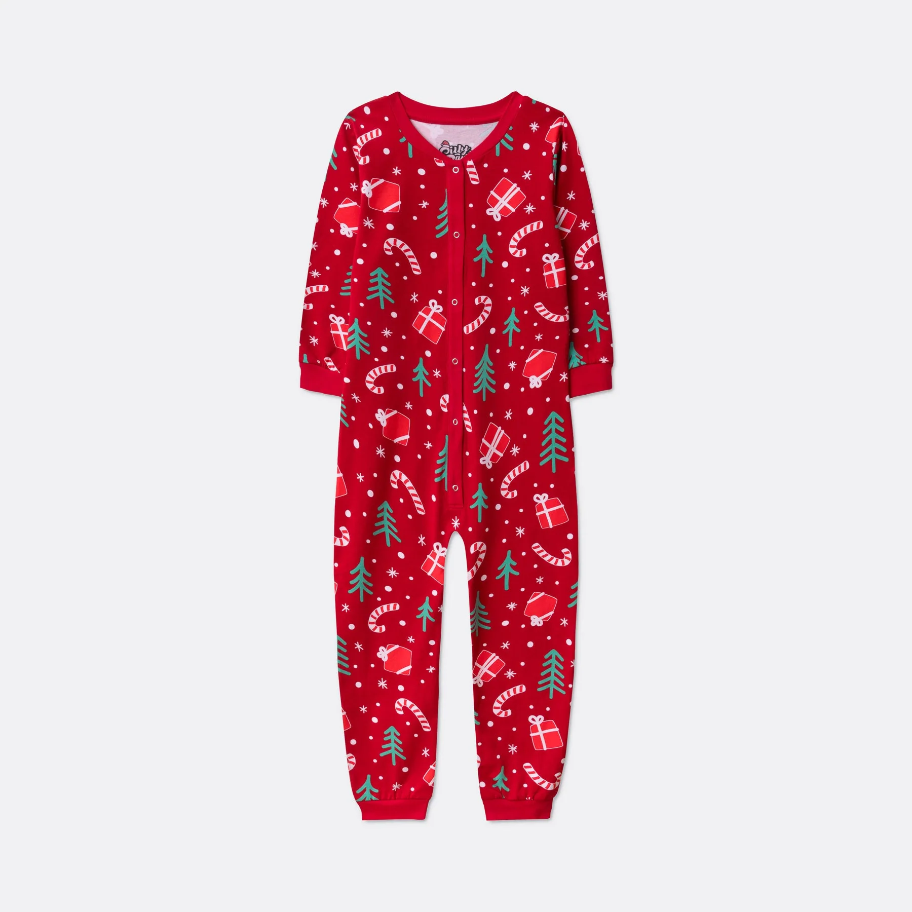 Kids' Red Christmas Pattern Overall Christmas Pyjamas - Image 5