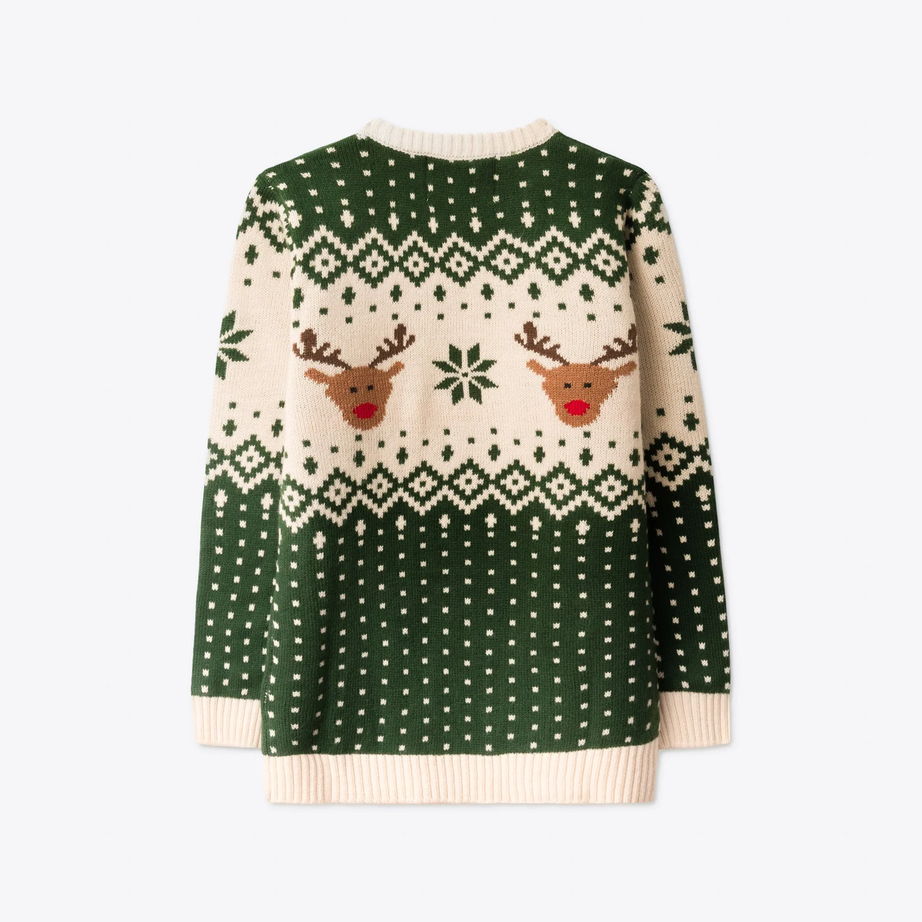 Kids' Retro Reindeer Green Christmas Sweater - Image 3