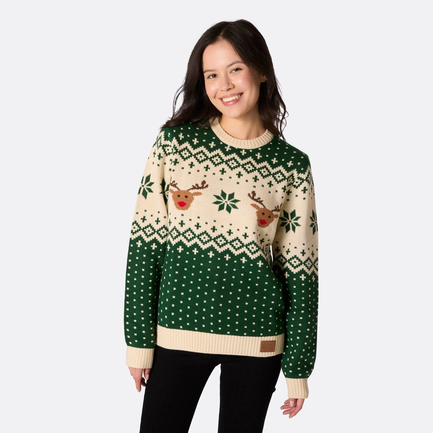 Matching Family Christmas Sweaters - Green Retro Reindeer - Image 3