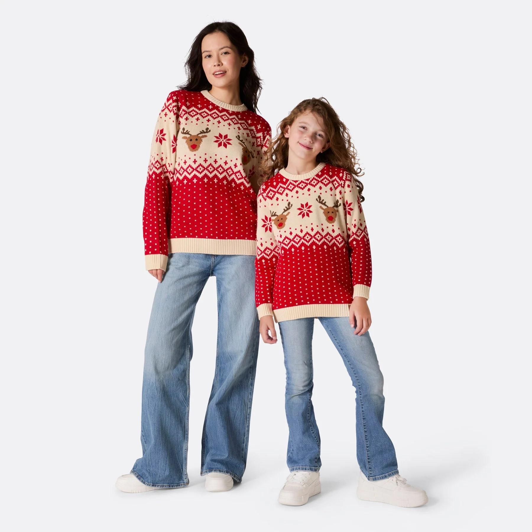 Matching Family Christmas Sweaters - Red Retro Reindeer - Image 10
