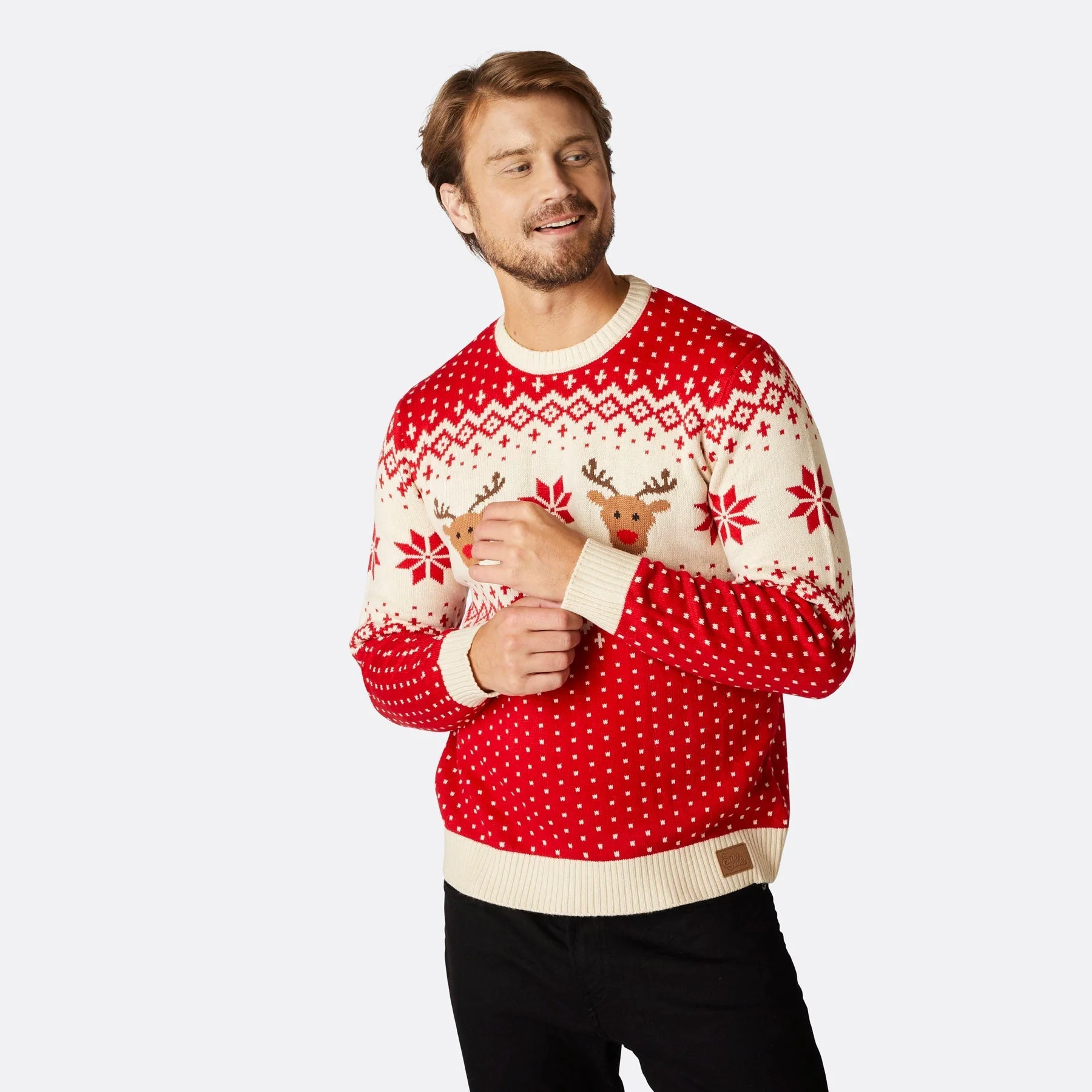 Matching Family Christmas Sweaters - Red Retro Reindeer - Image 4