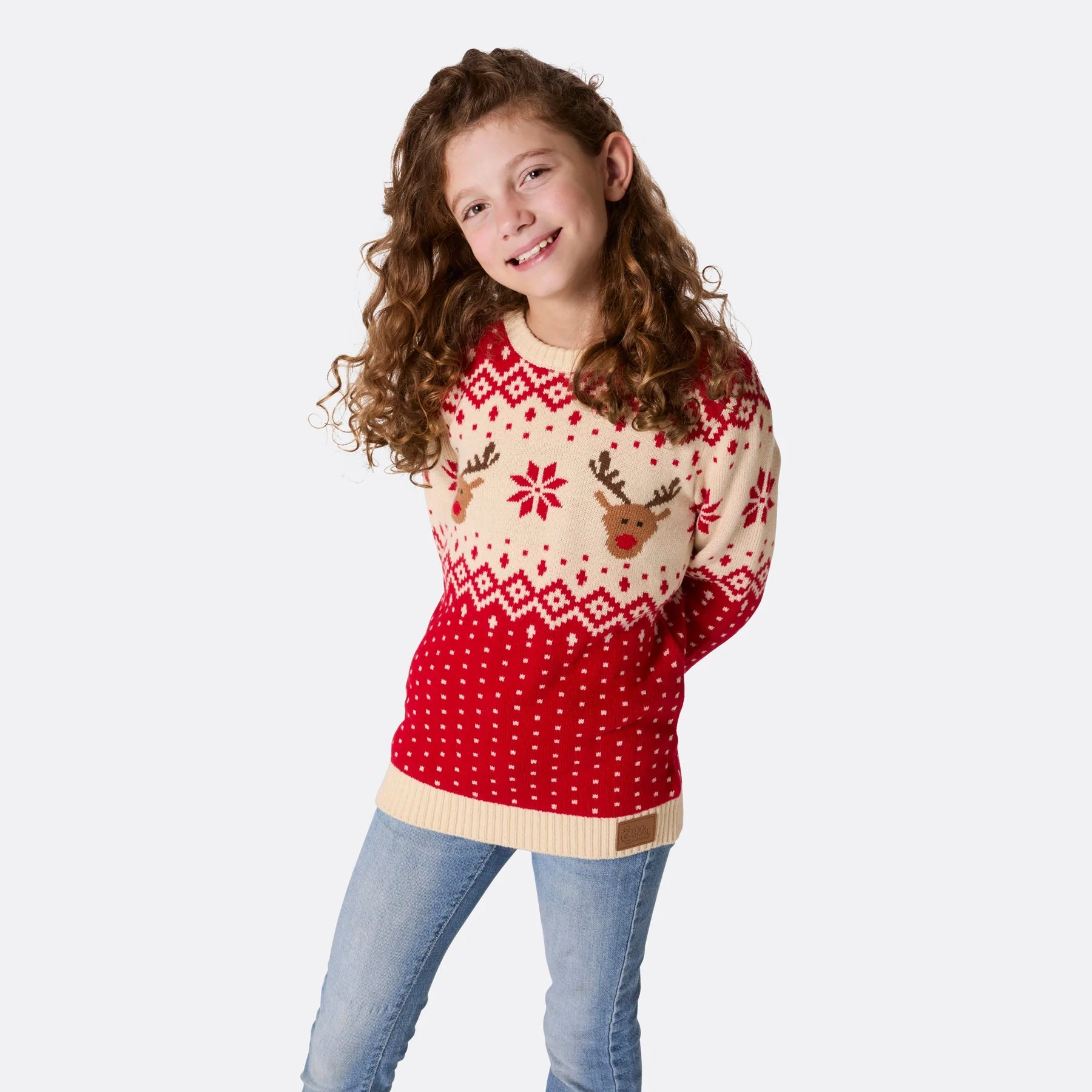 Matching Family Christmas Sweaters - Red Retro Reindeer - Image 5