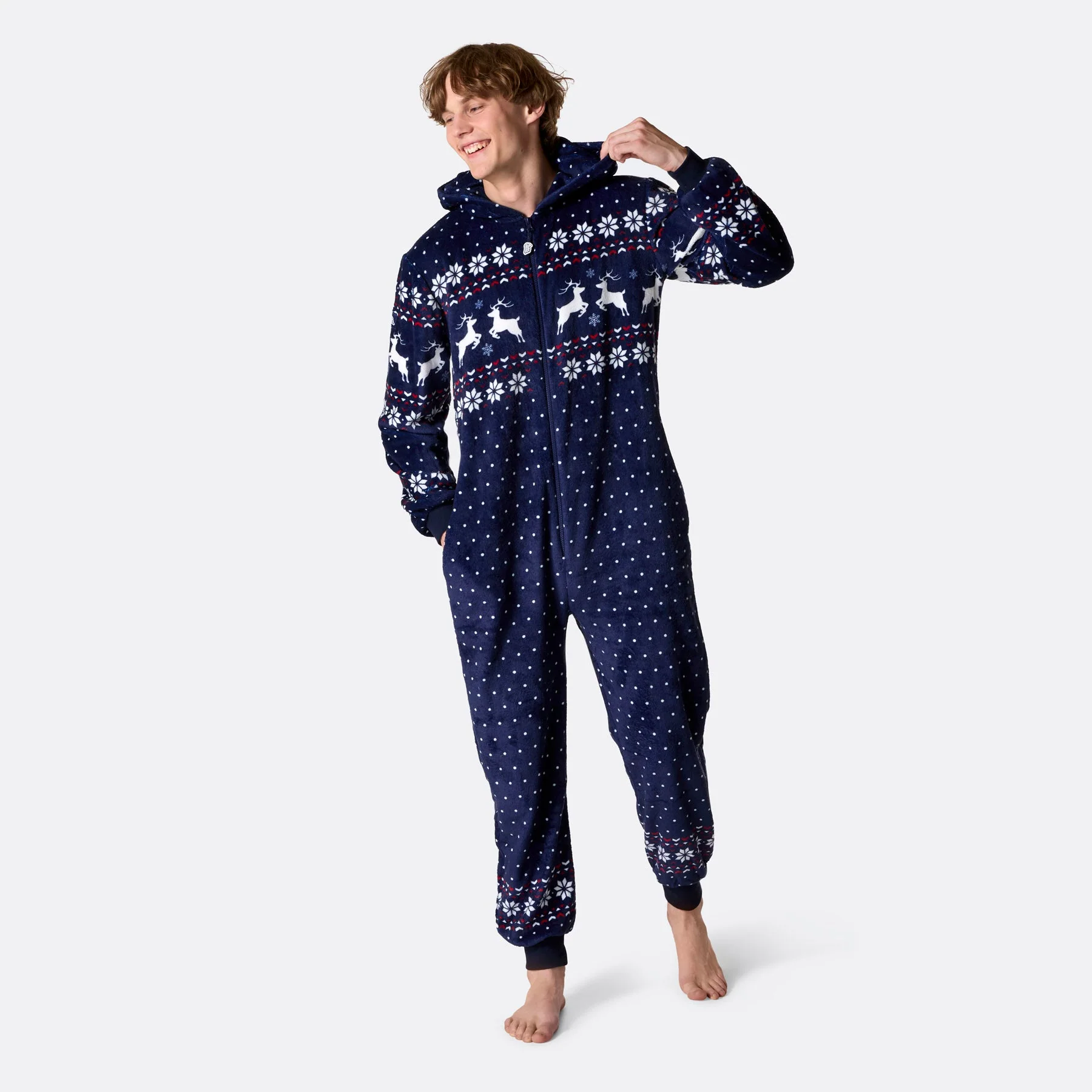 Men's Blue Christmas Onesie - Image 3