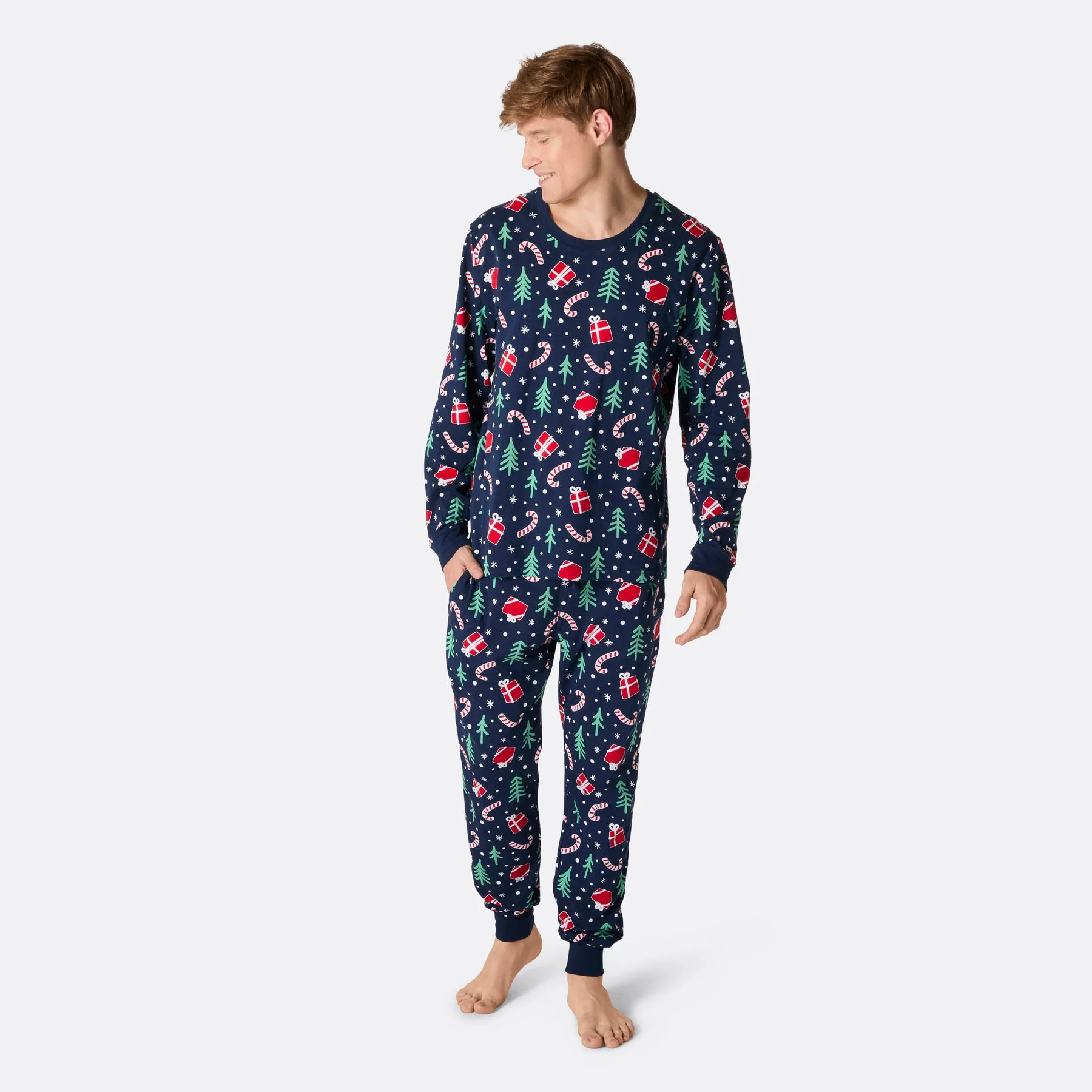 Men's Blue Christmas Pattern Christmas Pyjamas - Image 3