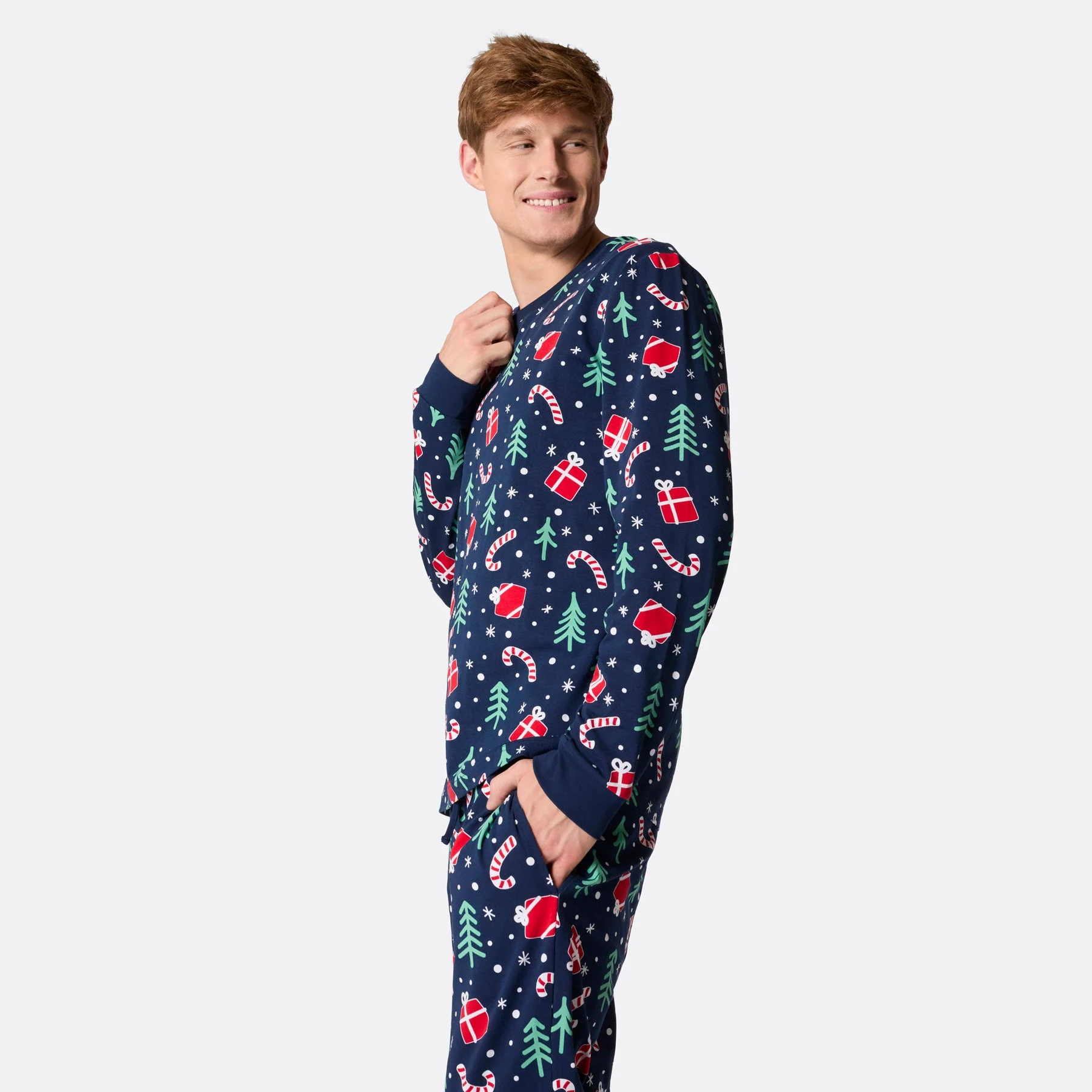 Men's Blue Christmas Pattern Christmas Pyjamas - Image 5