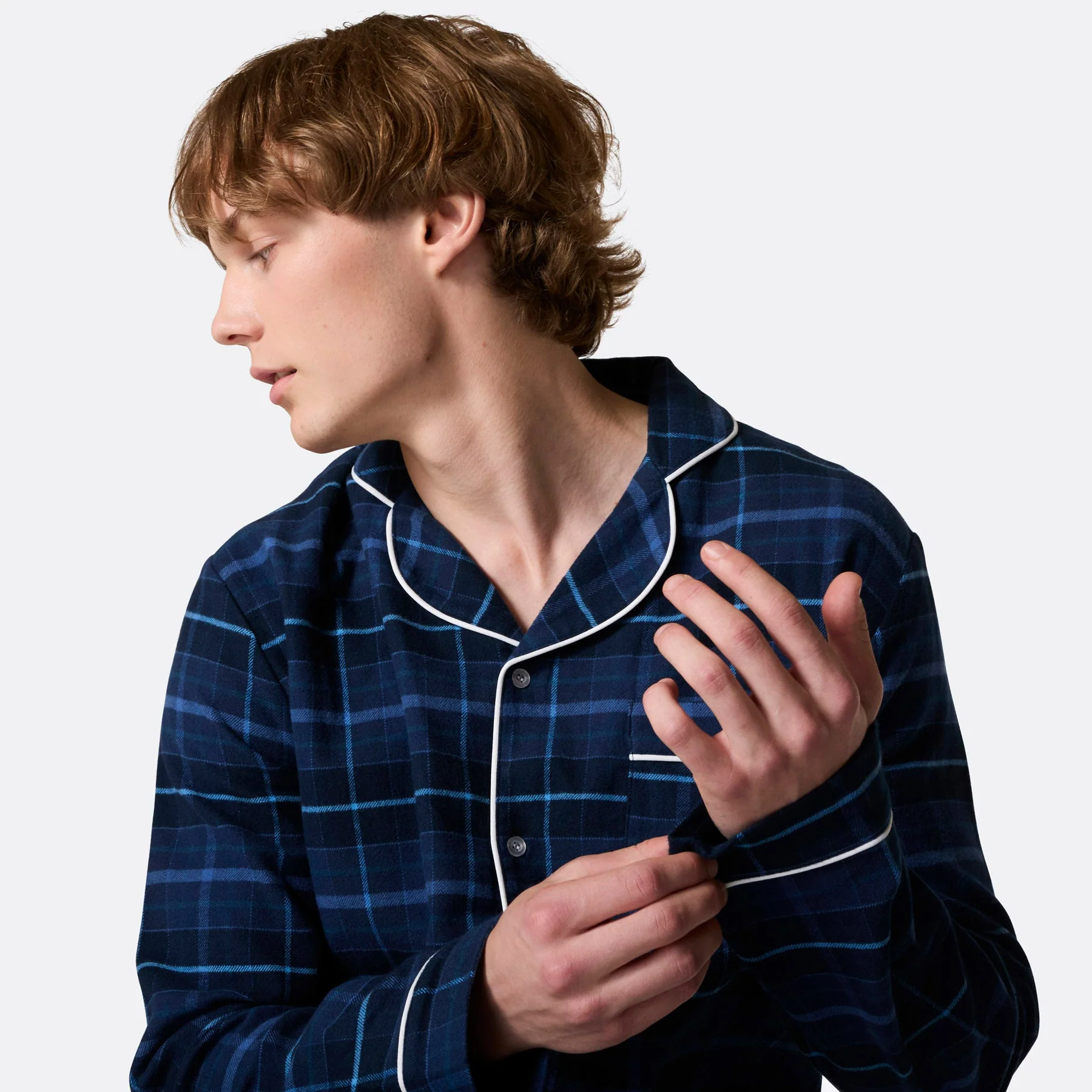 Men's Blue Flannel Christmas Pyjamas - Image 4