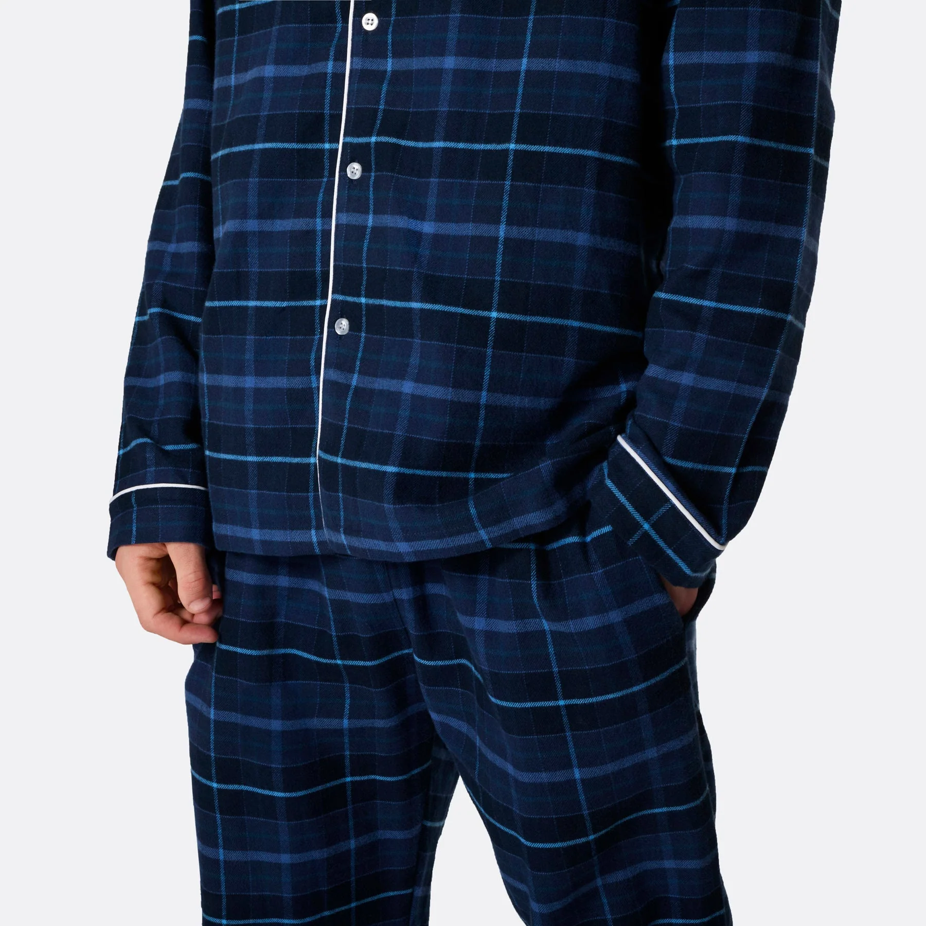 Men's Blue Flannel Christmas Pyjamas - Image 7